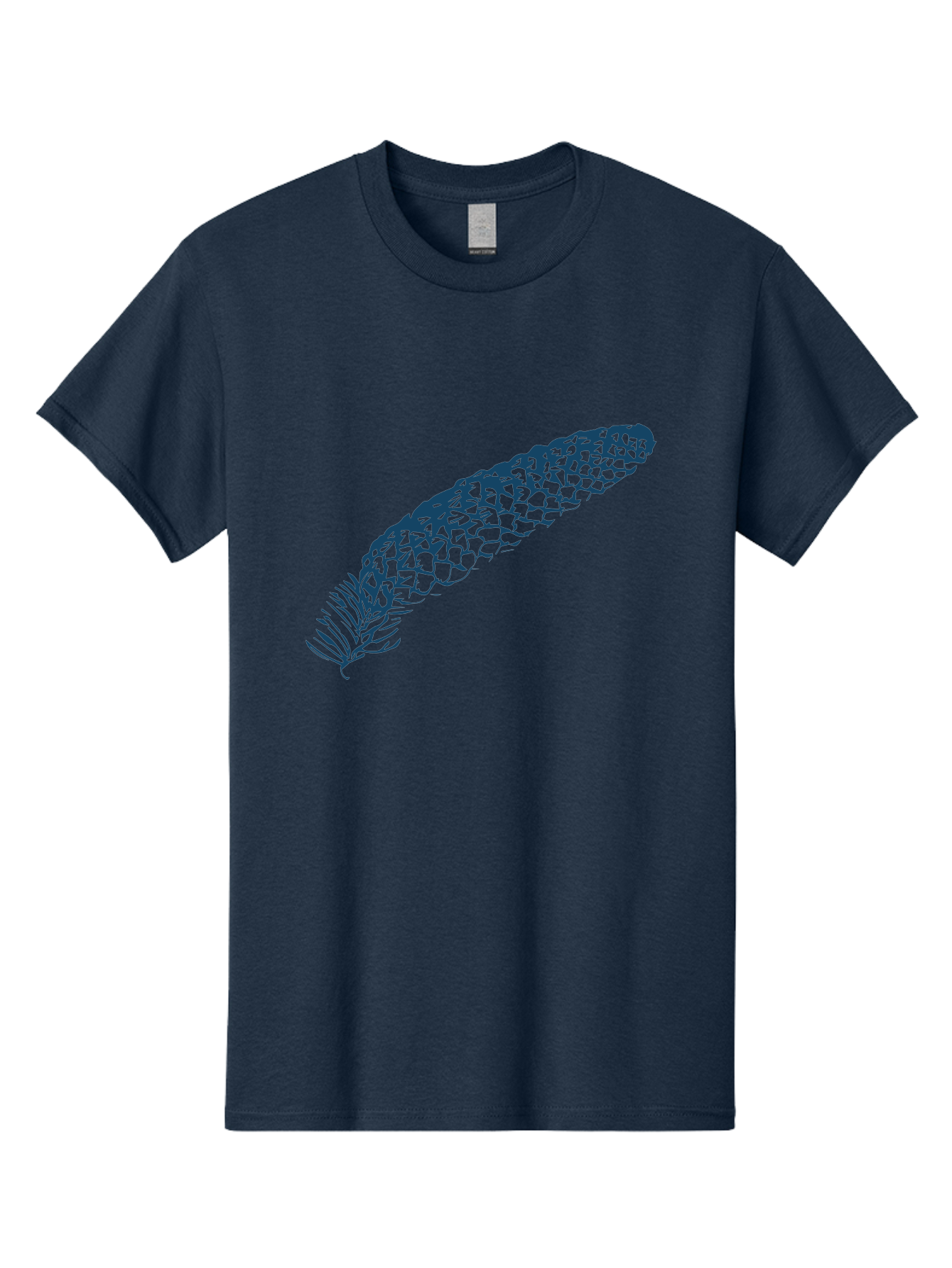 Pinecone Men'S Graphic Tee, 100% Cotton, Comfortable Casual Summer Wear, Machine Washable, Blue Feather Illustration, Intricate Scale Pattern, Bird Symbolism, Nature-Inspired Art, Abstract Design, Feather Texture, Artistic Expression, Aae581 29