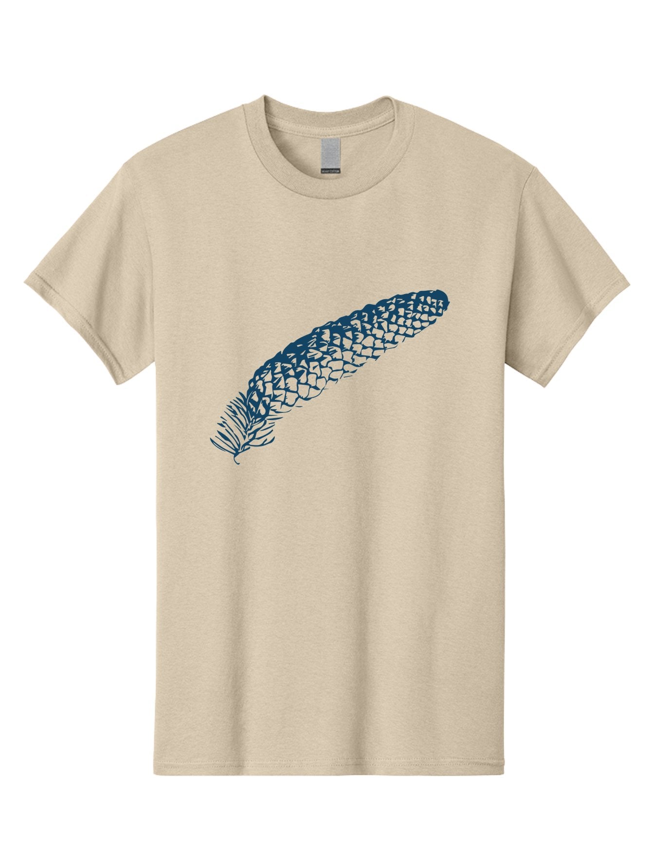 Pinecone Men'S Graphic Tee, 100% Cotton, Comfortable Casual Summer Wear, Machine Washable, Blue Feather Illustration, Intricate Scale Pattern, Bird Symbolism, Nature-Inspired Art, Abstract Design, Feather Texture, Artistic Expression, Aae581