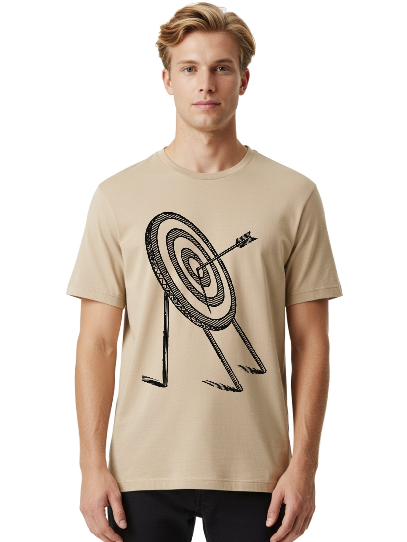 Point Of Impact Men'S Graphic Tee, 100% Cotton, Comfortable Casual Summer Wear, Machine Washable, Target Practice, Archery Skills, Direct Hit, Precision Shooting, Bullseye, Focused Aim, Arrow In Target, Goal Achievement, Success Symbol Aae583 23