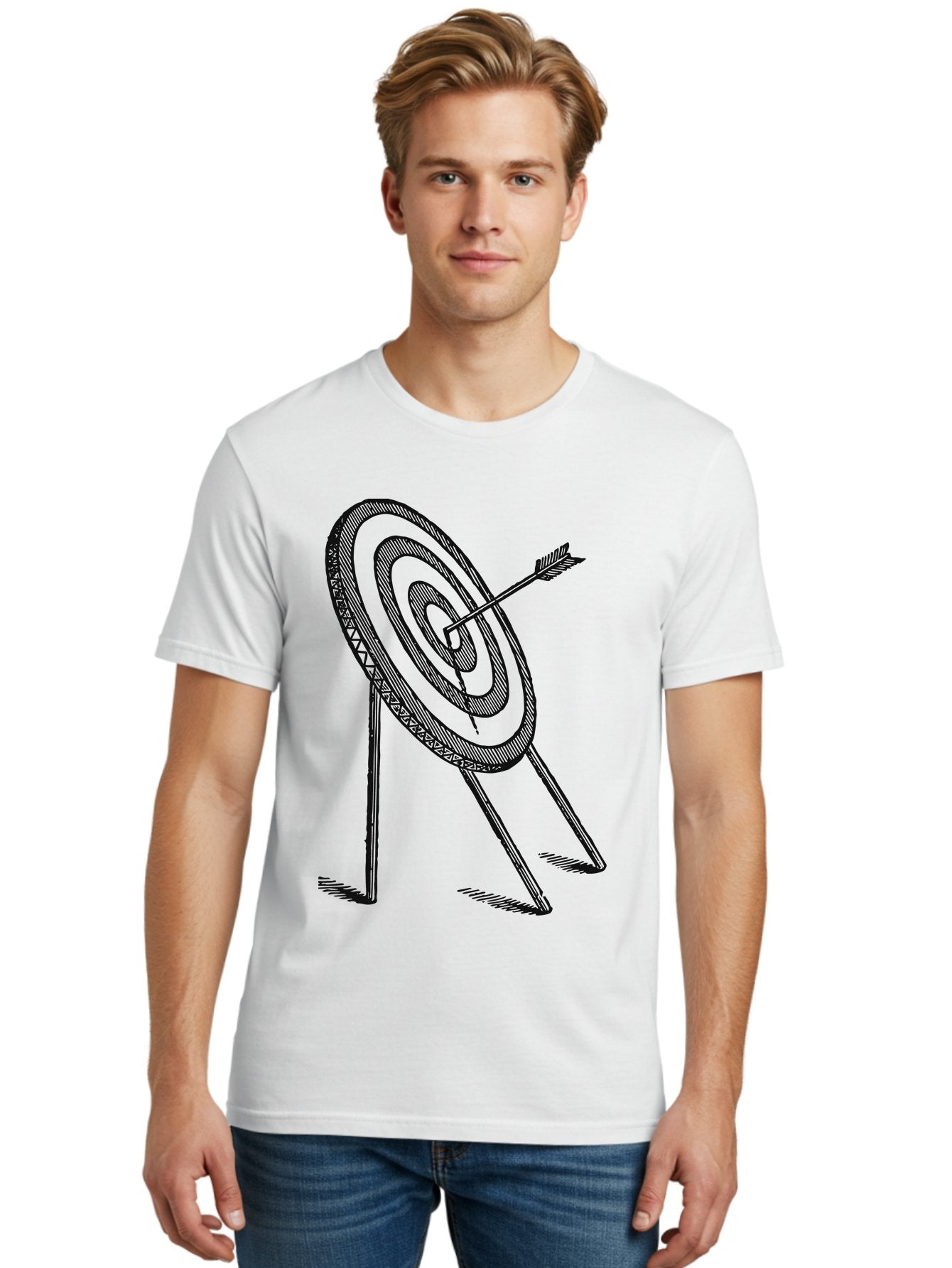 Point Of Impact Men'S Graphic Tee, 100% Cotton, Comfortable Casual Summer Wear, Machine Washable, Target Practice, Archery Skills, Direct Hit, Precision Shooting, Bullseye, Focused Aim, Arrow In Target, Goal Achievement, Success Symbol Aae583 17