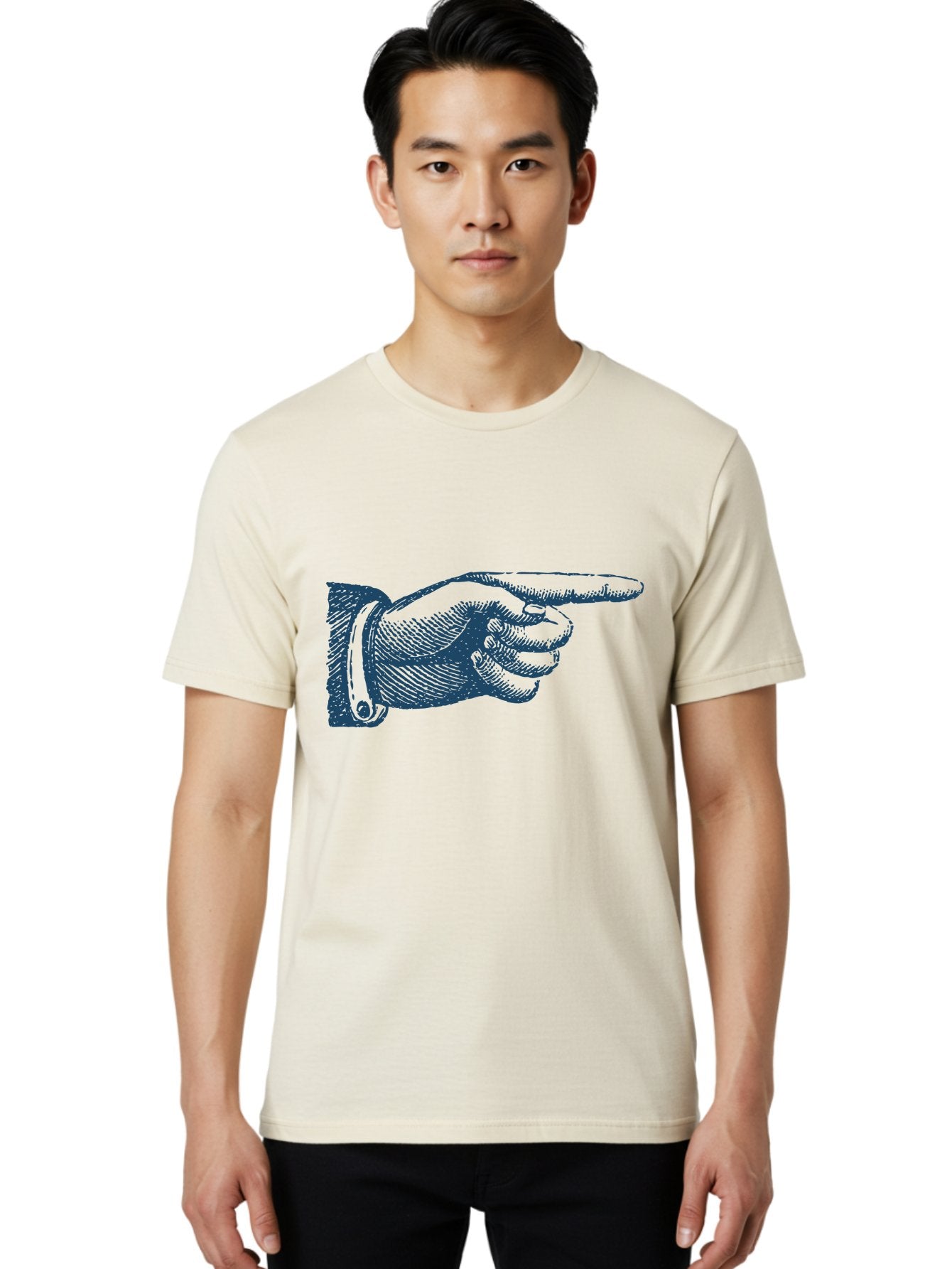 Pointing Finger Men'S Graphic Tee, 100% Cotton, Comfortable Casual Summer Wear, Machine Washable, Hand Pointing, Finger Pointing, Direction Indicator, Gesture, Illustration, Hand Gesture, Pointing Finger, Direction Sign Aae584 19