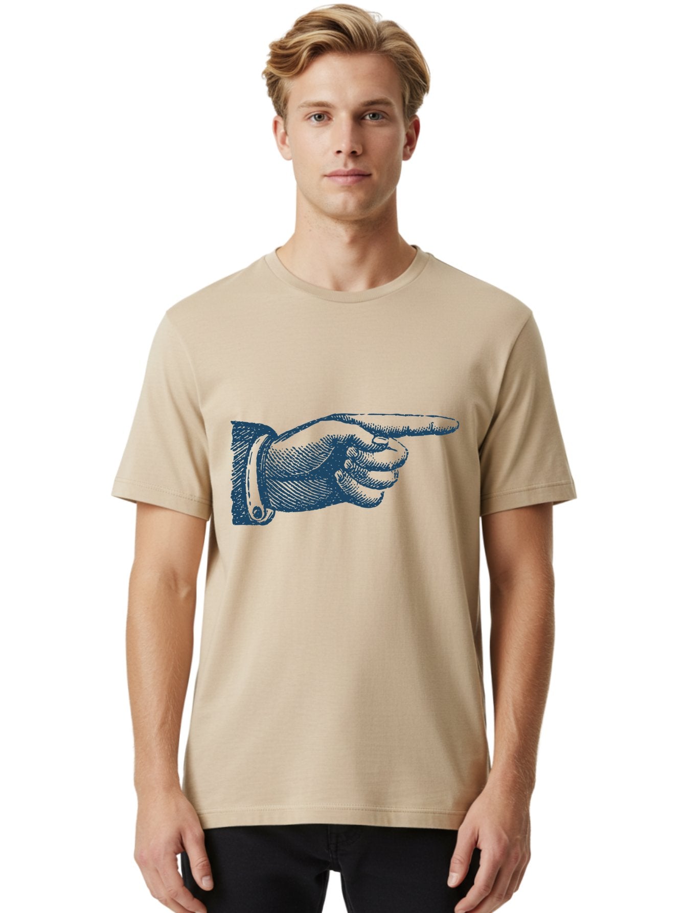 Pointing Finger Men'S Graphic Tee, 100% Cotton, Comfortable Casual Summer Wear, Machine Washable, Hand Pointing, Finger Pointing, Direction Indicator, Gesture, Illustration, Hand Gesture, Pointing Finger, Direction Sign Aae584 20