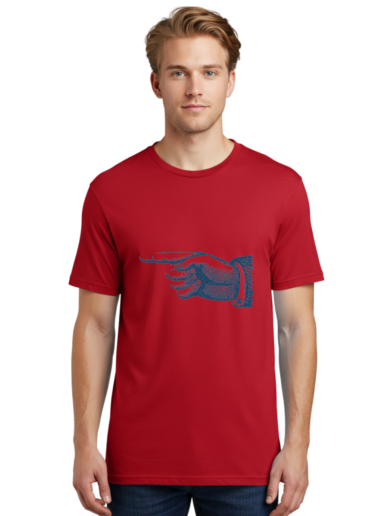 Pointing Finger 2 Men'S Graphic Tee, 100% Cotton, Comfortable Casual Summer Wear, Machine Washable, Hand Pointing, Index Finger Extended, Vintage Illustration, Pointing Gesture, Illustration Art, Classic Design, Direction Indicator, Aae585 20