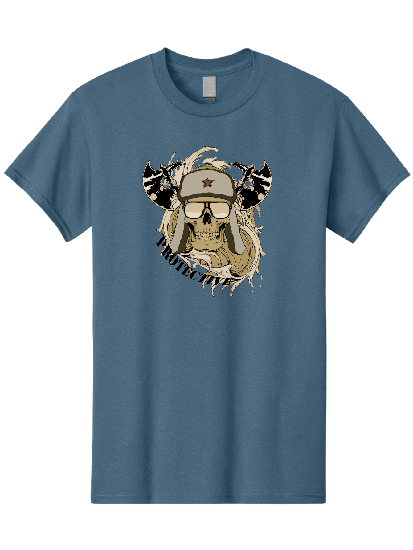 Proactive War Skull Men'S Graphic Tee, 100% Cotton, Comfortable Casual Summer Wear, Machine Washable, Skull Wearing Sunglasses, Futuristic Illustration, Fantasy Art, Edgy Design, Skull Art, Grunge Style, Punk Rock Aesthetic, Rebellious Vibe Aae588