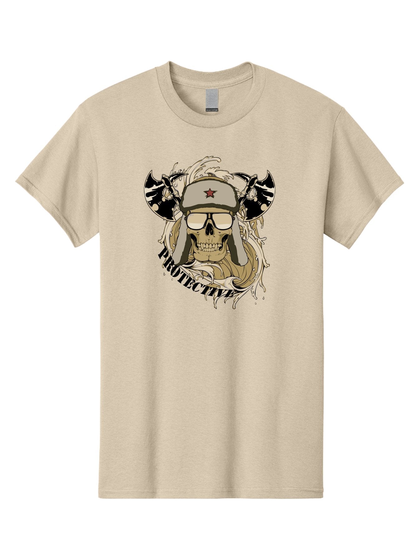 Proactive War Skull Men'S Graphic Tee, 100% Cotton, Comfortable Casual Summer Wear, Machine Washable, Skull Wearing Sunglasses, Futuristic Illustration, Fantasy Art, Edgy Design, Skull Art, Grunge Style, Punk Rock Aesthetic, Rebellious Vibe Aae588 6