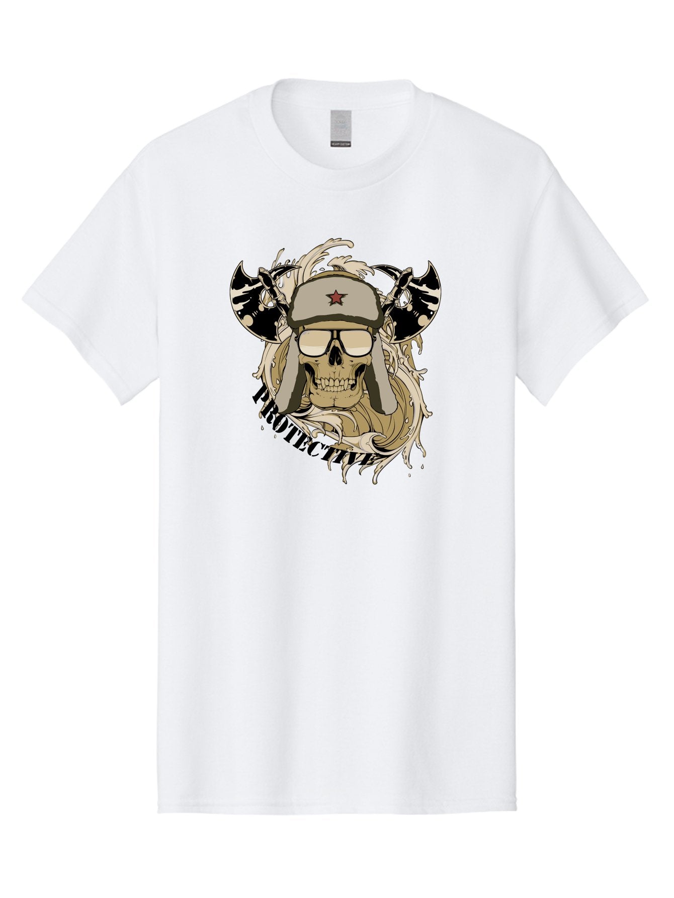 Proactive War Skull Men'S Graphic Tee, 100% Cotton, Comfortable Casual Summer Wear, Machine Washable, Skull Wearing Sunglasses, Futuristic Illustration, Fantasy Art, Edgy Design, Skull Art, Grunge Style, Punk Rock Aesthetic, Rebellious Vibe Aae588 8