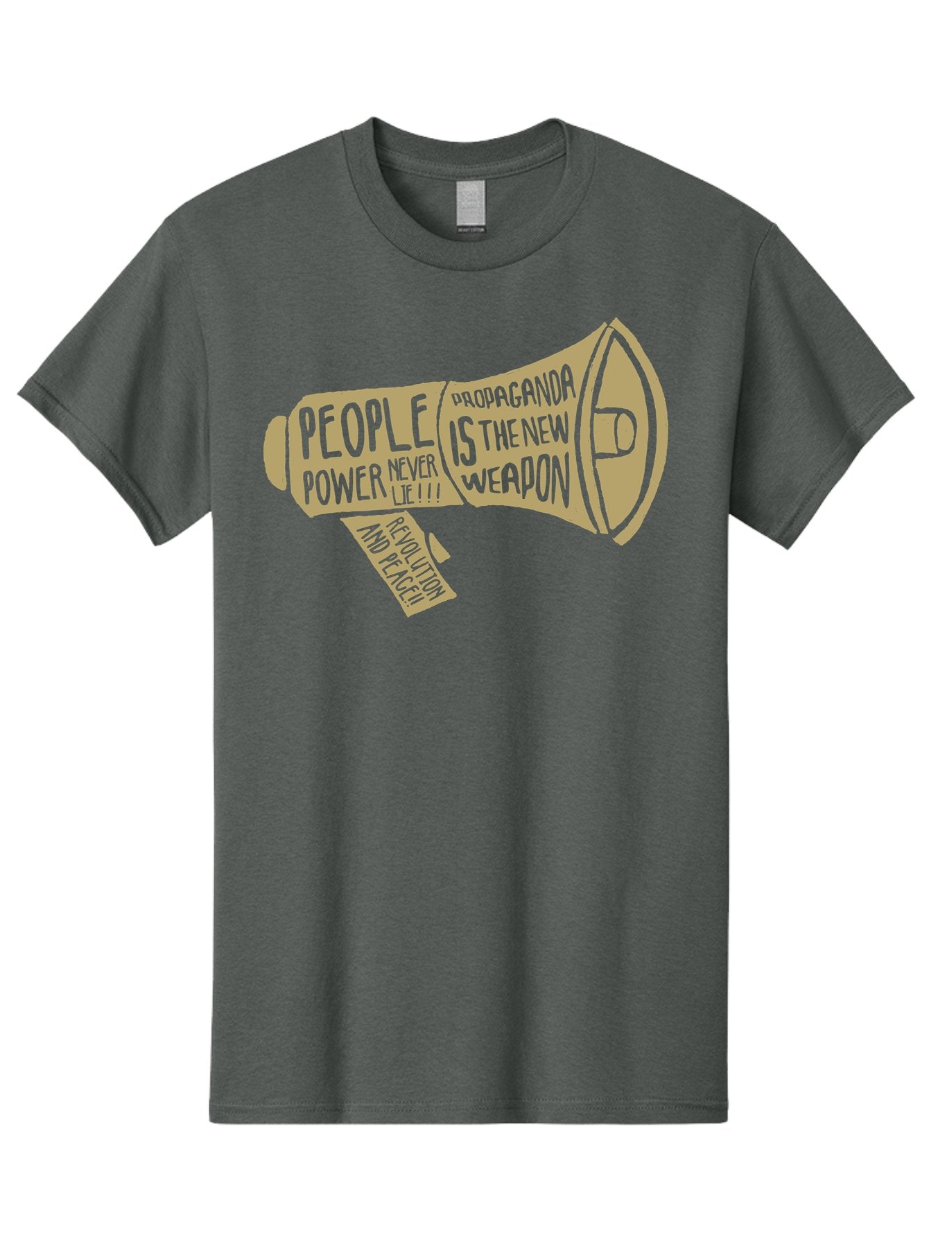 Propaganda Men'S Graphic Tee, 100% Cotton, Comfortable Casual Summer Wear, Machine Washable, Megaphone Illustration, Protest And Activism, People Power, Propaganda, Manipulation, Social Commentary, Bold Typography, Protest Signs, Aae589 15