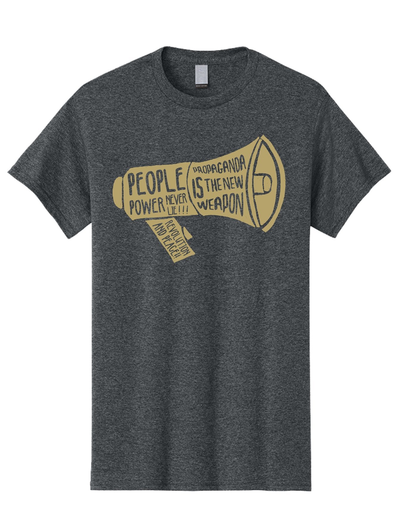 Propaganda Men'S Graphic Tee, 100% Cotton, Comfortable Casual Summer Wear, Machine Washable, Megaphone Illustration, Protest And Activism, People Power, Propaganda, Manipulation, Social Commentary, Bold Typography, Protest Signs, Aae589 7