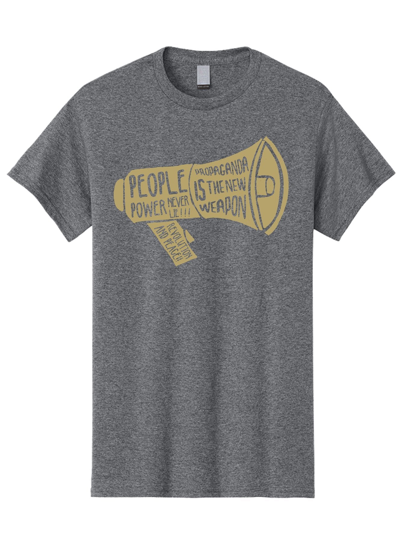 Propaganda Men'S Graphic Tee, 100% Cotton, Comfortable Casual Summer Wear, Machine Washable, Megaphone Illustration, Protest And Activism, People Power, Propaganda, Manipulation, Social Commentary, Bold Typography, Protest Signs, Aae589 3