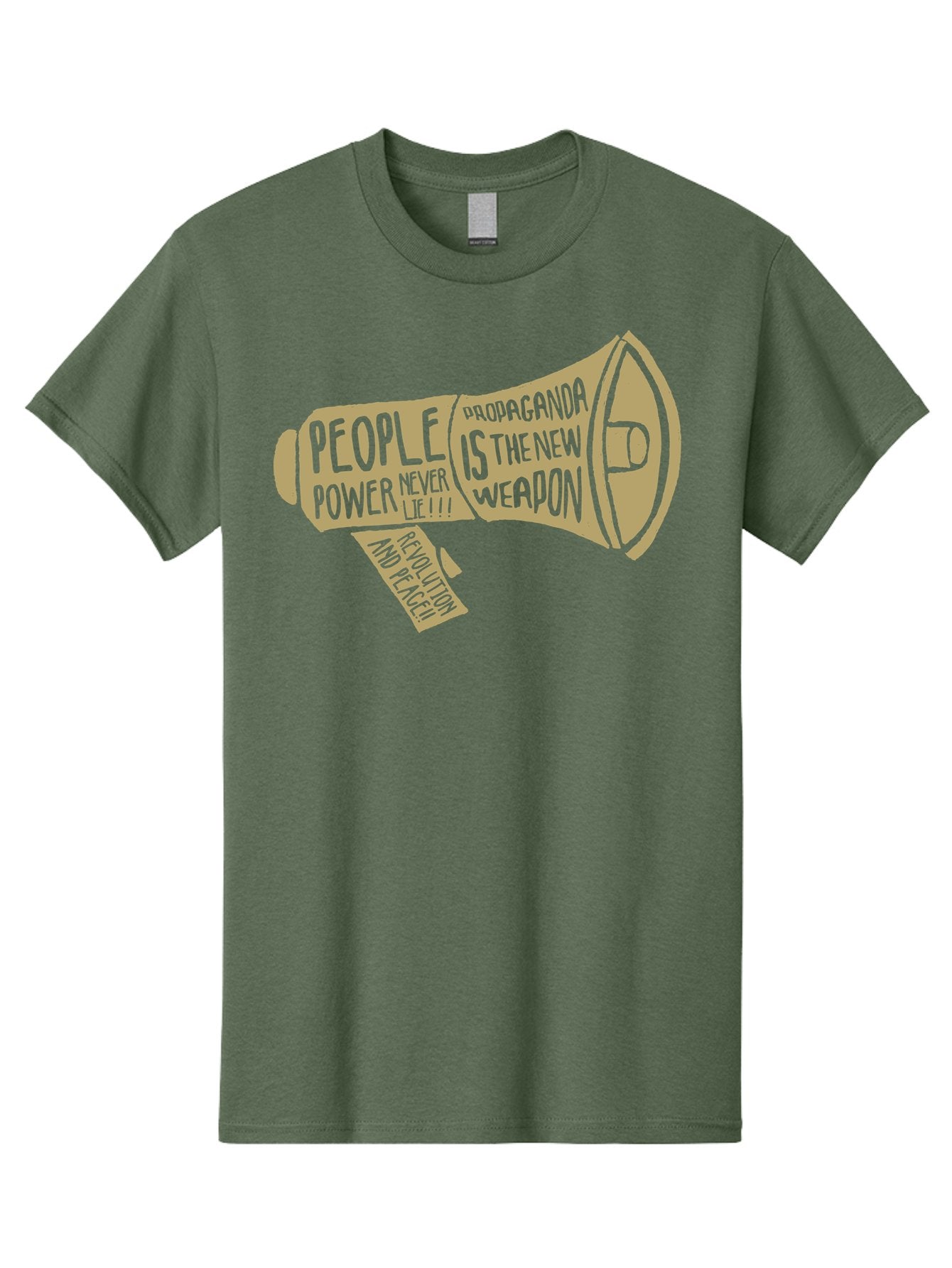 Propaganda Men'S Graphic Tee, 100% Cotton, Comfortable Casual Summer Wear, Machine Washable, Megaphone Illustration, Protest And Activism, People Power, Propaganda, Manipulation, Social Commentary, Bold Typography, Protest Signs, Aae589
