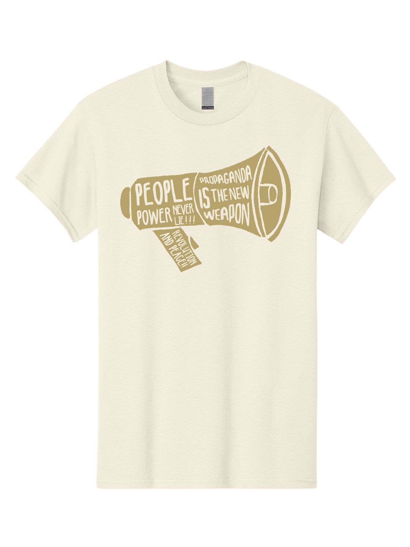 Propaganda Men'S Graphic Tee, 100% Cotton, Comfortable Casual Summer Wear, Machine Washable, Megaphone Illustration, Protest And Activism, People Power, Propaganda, Manipulation, Social Commentary, Bold Typography, Protest Signs, Aae589 12