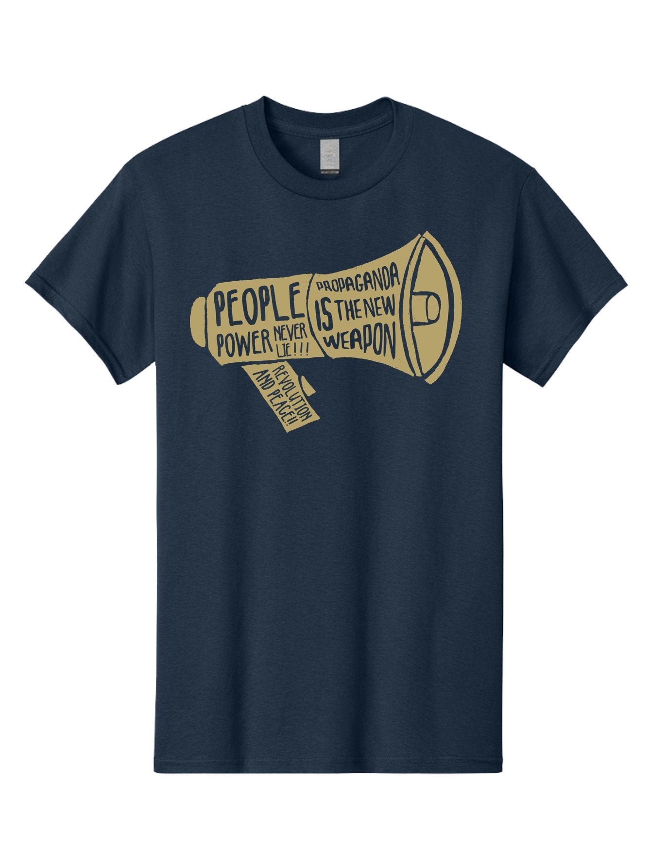 Propaganda Men'S Graphic Tee, 100% Cotton, Comfortable Casual Summer Wear, Machine Washable, Megaphone Illustration, Protest And Activism, People Power, Propaganda, Manipulation, Social Commentary, Bold Typography, Protest Signs, Aae589 8