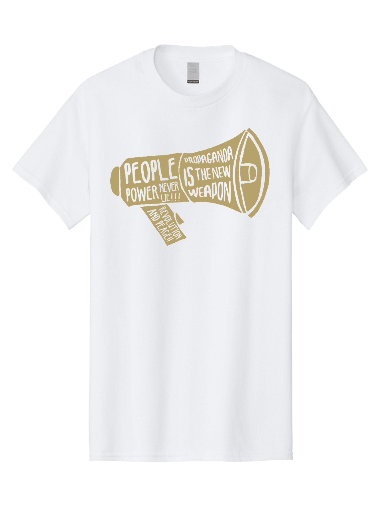 Propaganda Men'S Graphic Tee, 100% Cotton, Comfortable Casual Summer Wear, Machine Washable, Megaphone Illustration, Protest And Activism, People Power, Propaganda, Manipulation, Social Commentary, Bold Typography, Protest Signs, Aae589 4