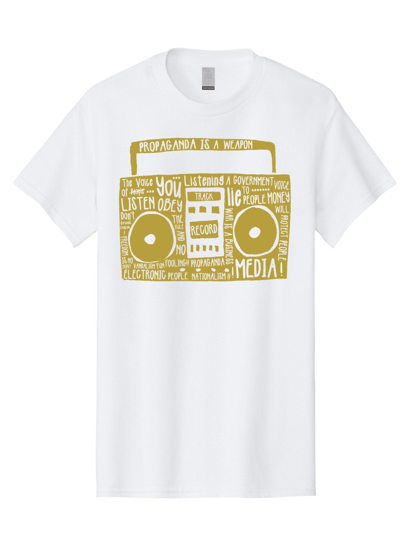 Propaganda Media Men'S Graphic Tee, 100% Cotton, Comfortable Casual Summer Wear, Machine Washable, Propaganda Is A Weapon, Government Controlled Media, Manipulation Through Media, Media Influence, Biased Information, Propaganda Machine, Aae590