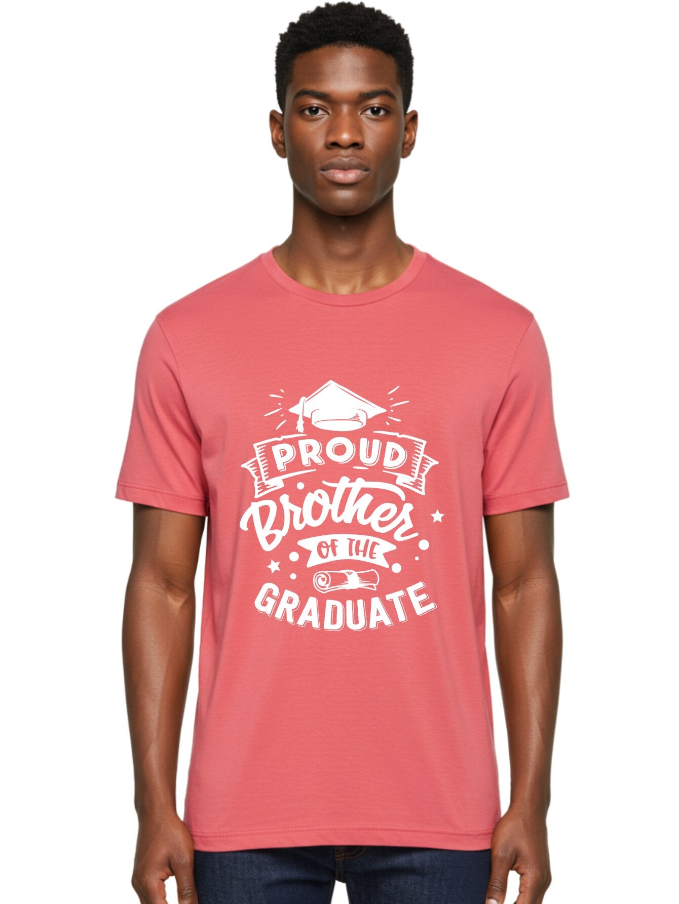Proud Brother Of The Graduate - White Men'S Graphic Tee, 100% Cotton, Comfortable Casual Summer Wear, Machine Washable, Proud Brother, Graduate Design, Graduation Gift, Sibling Pride, Graduation Celebration, Family Achievement Aae591 30