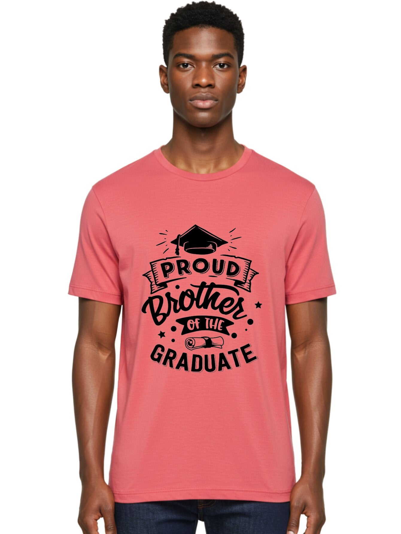 Proud Brother Of The Graduate Men'S Graphic Tee, 100% Cotton, Comfortable Casual Summer Wear, Machine Washable, Proud Brother, Graduate Design, Graduation Day, Proud Family, Sibling Love, Education Achievement, Graduate Sibling, Family Pride, Aae592 26