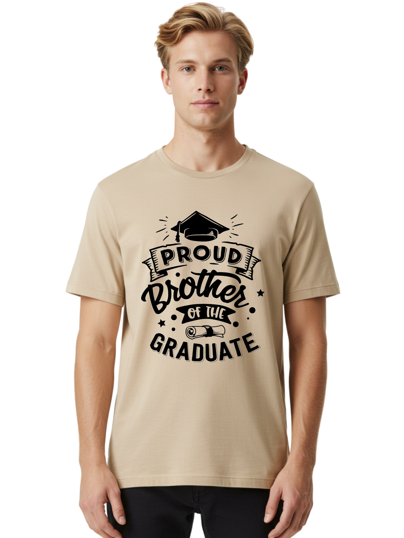 Proud Brother Of The Graduate Men'S Graphic Tee, 100% Cotton, Comfortable Casual Summer Wear, Machine Washable, Proud Brother, Graduate Design, Graduation Day, Proud Family, Sibling Love, Education Achievement, Graduate Sibling, Family Pride, Aae592