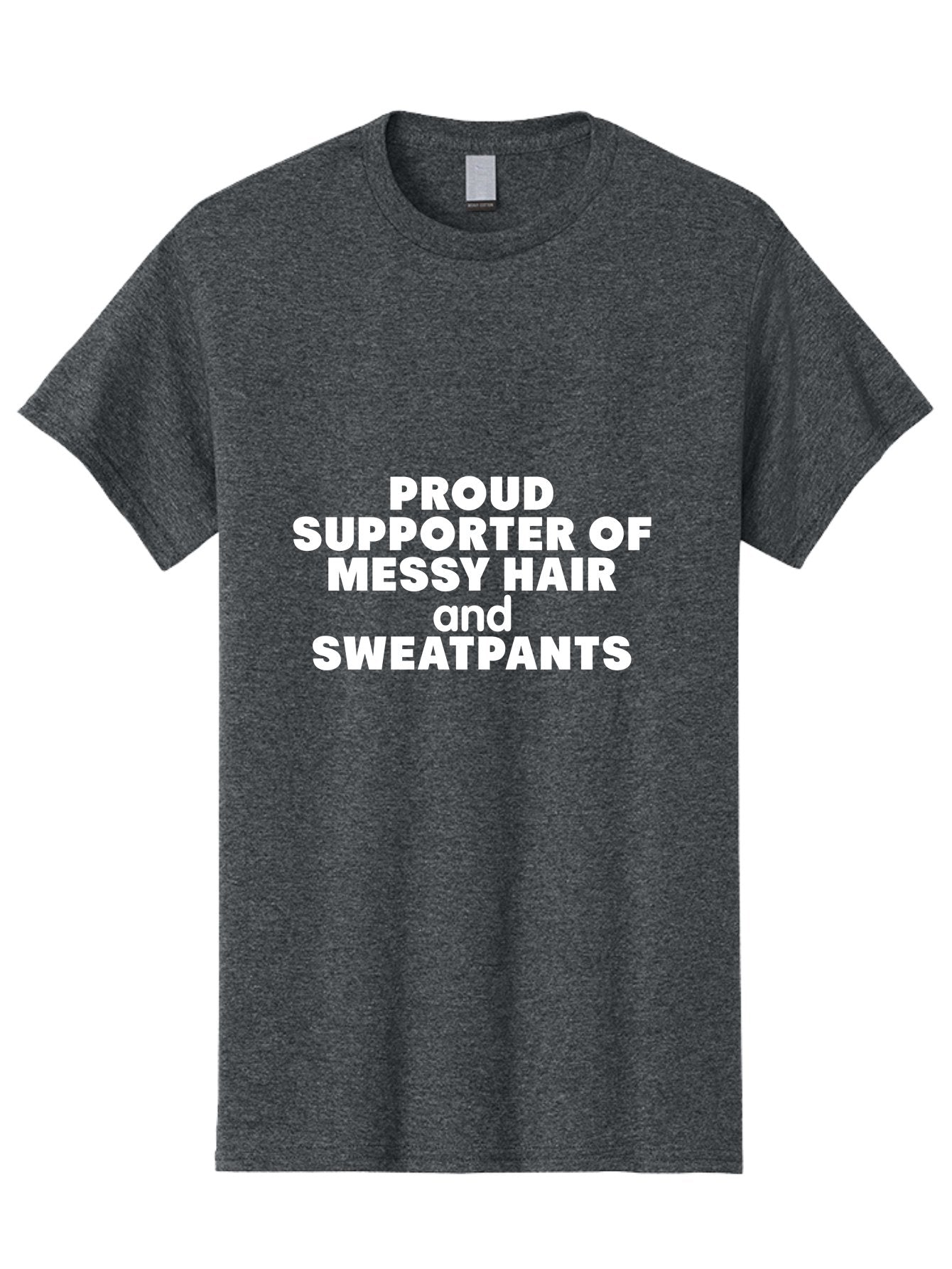 Proud Suportter Of Messy Men'S Graphic Tee, 100% Cotton, Comfortable Casual Summer Wear, Machine Washable, Messy Hair, Sweatpants, Casual Style, Relaxed Fashion, Comfort Clothing, Laid-Back Lifestyle, Humorous Expression, Confidence, Aae593