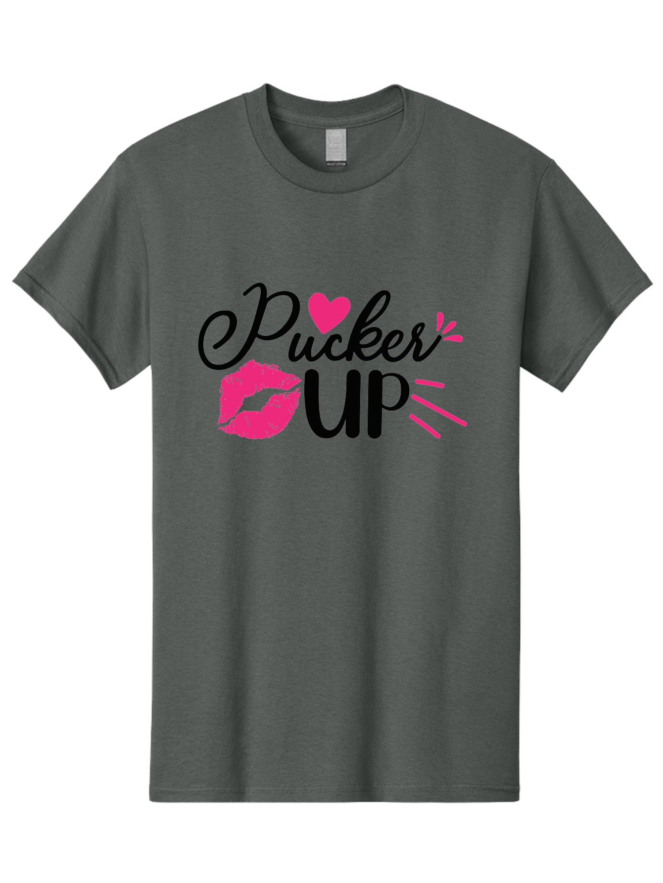 Pucker Up Men'S Graphic Tee, 100% Cotton, Comfortable Casual Summer Wear, Machine Washable, Pucker Up, Kiss Lips, Lipstick Kiss, Heart Shape, Love Symbol, Romantic Gesture, Playful Phrase, Bold Typography Aae596