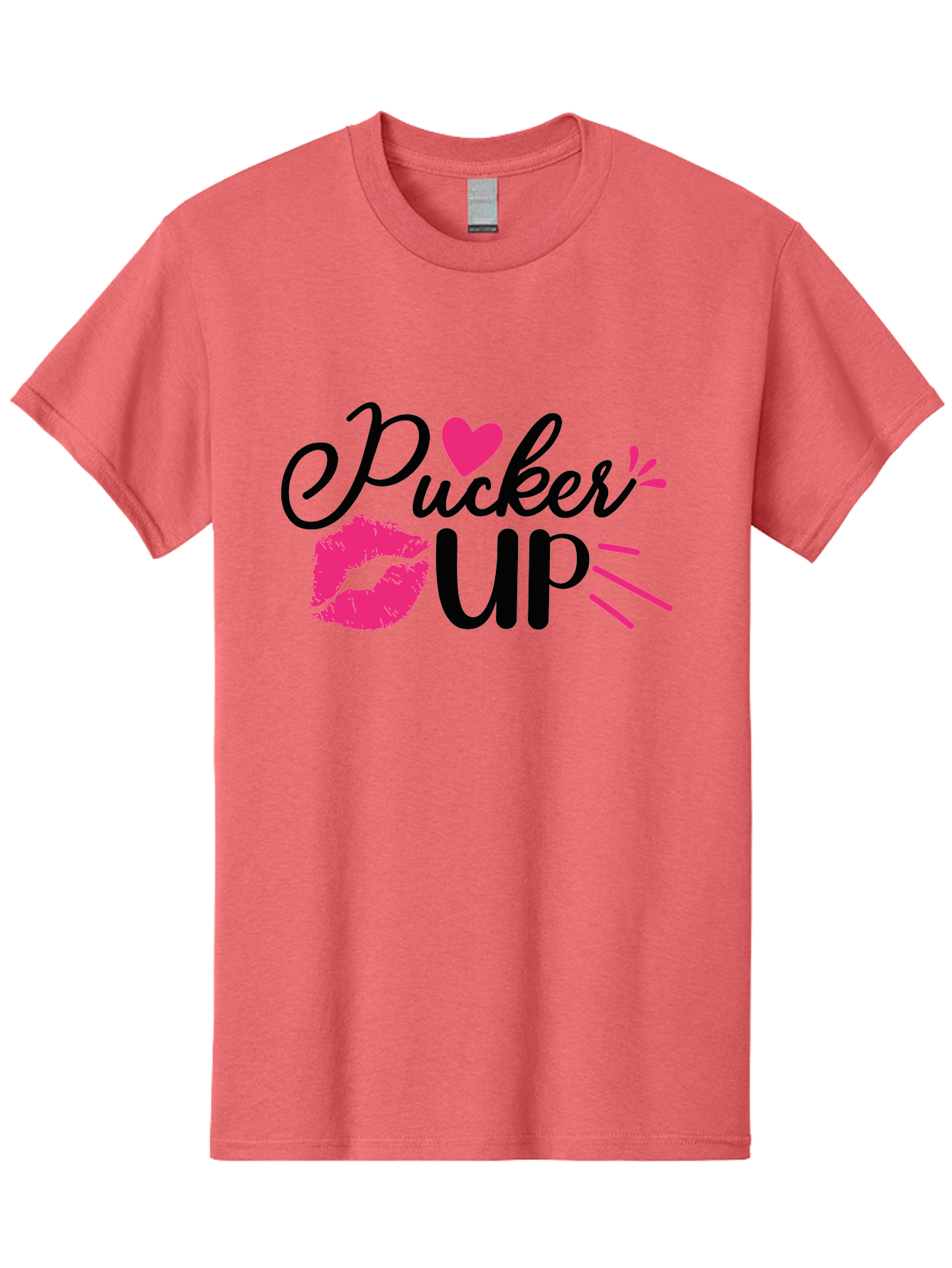 Pucker Up Men'S Graphic Tee, 100% Cotton, Comfortable Casual Summer Wear, Machine Washable, Pucker Up, Kiss Lips, Lipstick Kiss, Heart Shape, Love Symbol, Romantic Gesture, Playful Phrase, Bold Typography Aae596 7