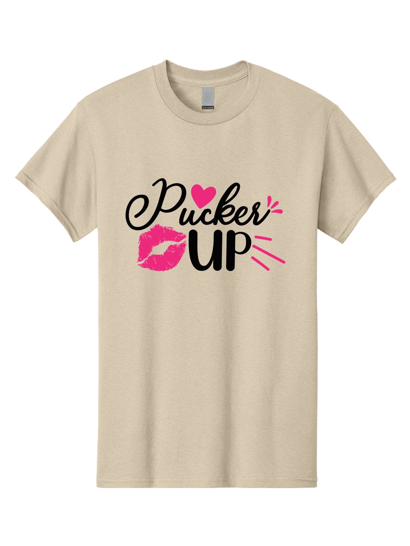 Pucker Up Men'S Graphic Tee, 100% Cotton, Comfortable Casual Summer Wear, Machine Washable, Pucker Up, Kiss Lips, Lipstick Kiss, Heart Shape, Love Symbol, Romantic Gesture, Playful Phrase, Bold Typography Aae596 4