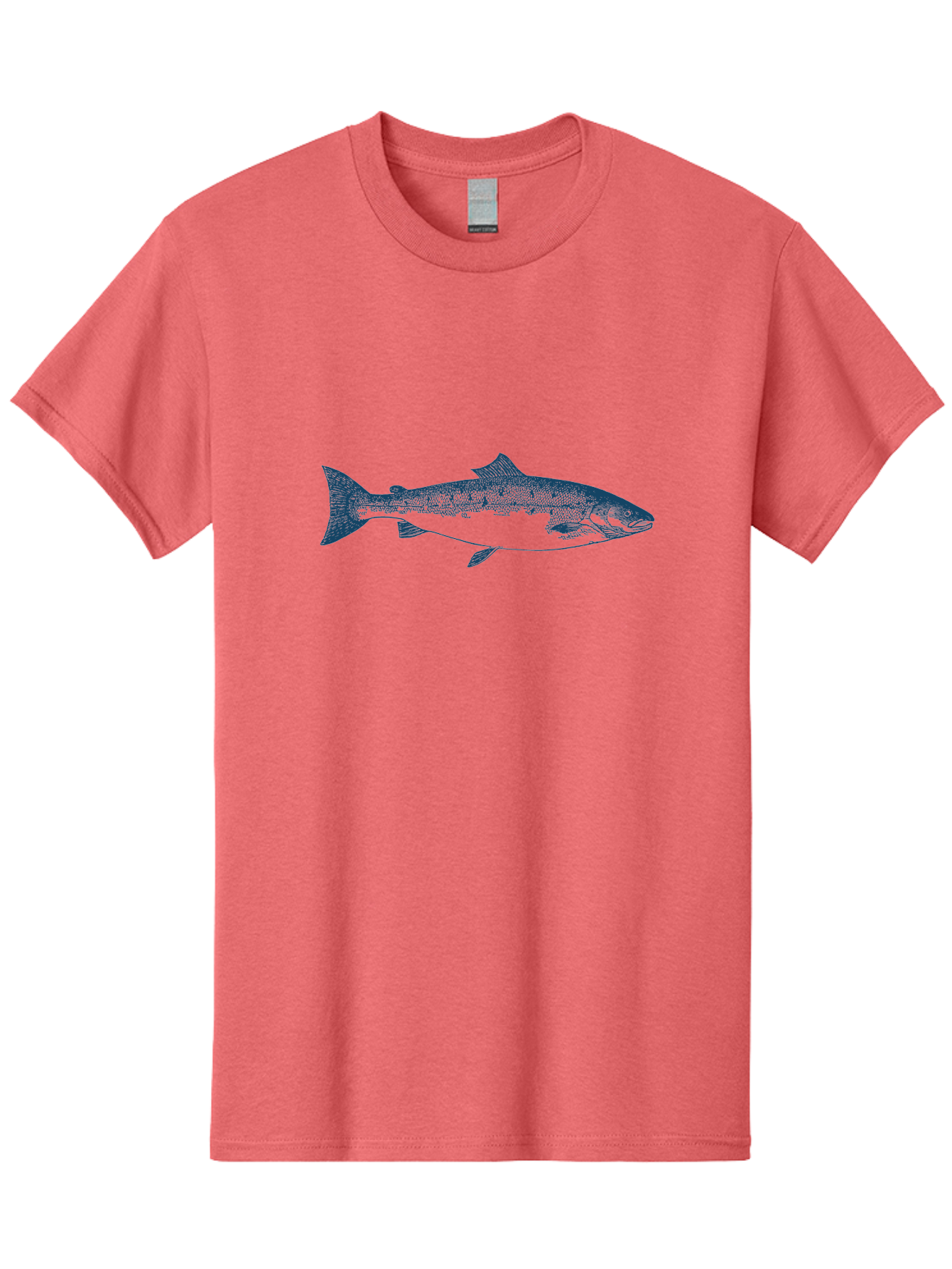 Pulsewater Fish Men'S Graphic Tee, 100% Cotton, Comfortable Casual Summer Wear, Machine Washable, Salmon Fish, Aquatic Life, Blue Illustration, Fishing Theme, Marine Life, Water Creature, Ocean Animal, Fish Design, Wildlife Art Aae597 21
