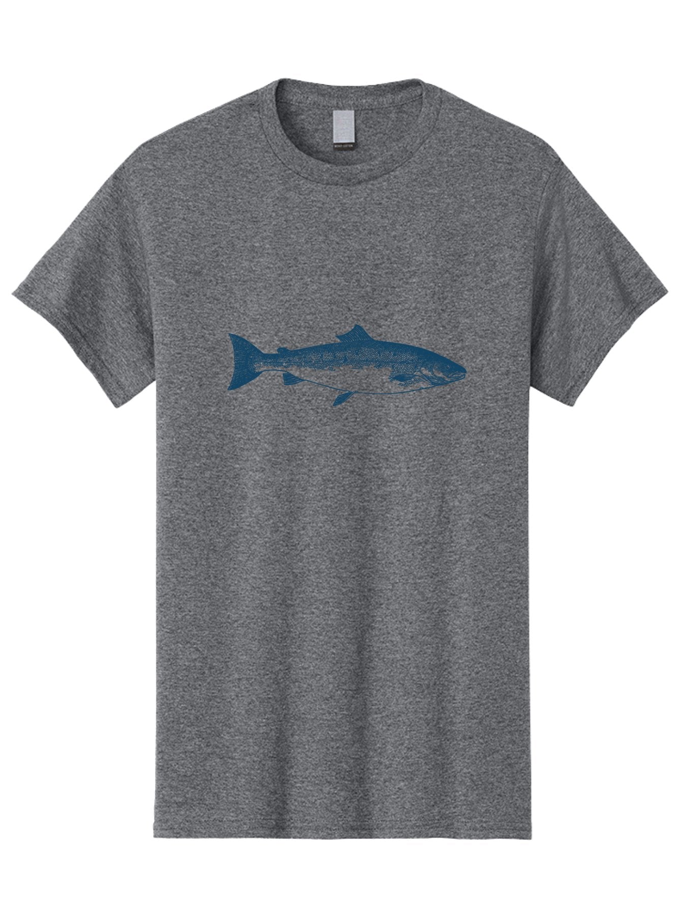 Pulsewater Fish Men'S Graphic Tee, 100% Cotton, Comfortable Casual Summer Wear, Machine Washable, Salmon Fish, Aquatic Life, Blue Illustration, Fishing Theme, Marine Life, Water Creature, Ocean Animal, Fish Design, Wildlife Art Aae597