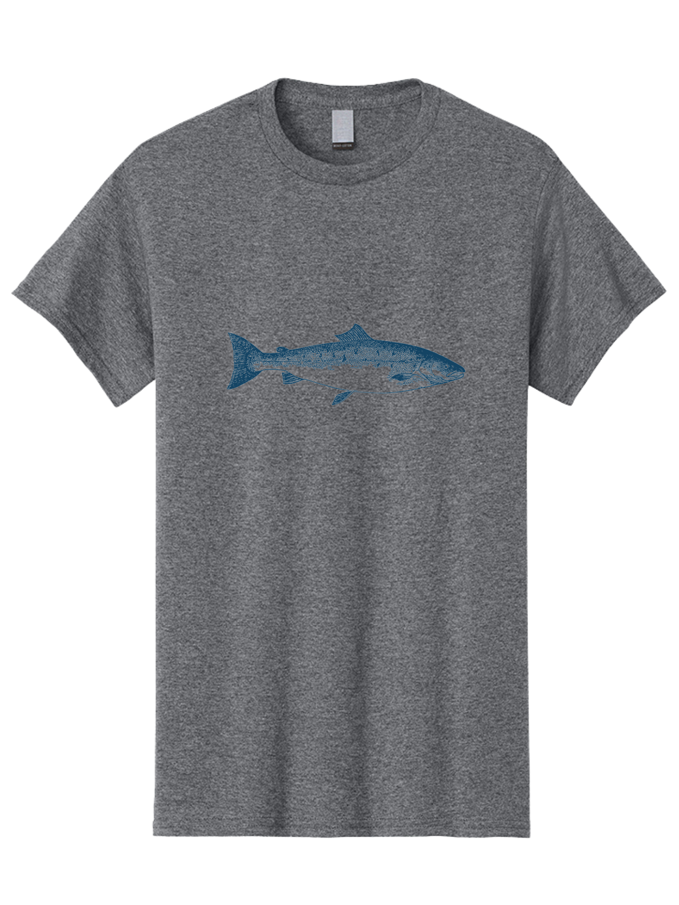 Pulsewater Fish Men'S Graphic Tee, 100% Cotton, Comfortable Casual Summer Wear, Machine Washable, Salmon Fish, Aquatic Life, Blue Illustration, Fishing Theme, Marine Life, Water Creature, Ocean Animal, Fish Design, Wildlife Art Aae597 15