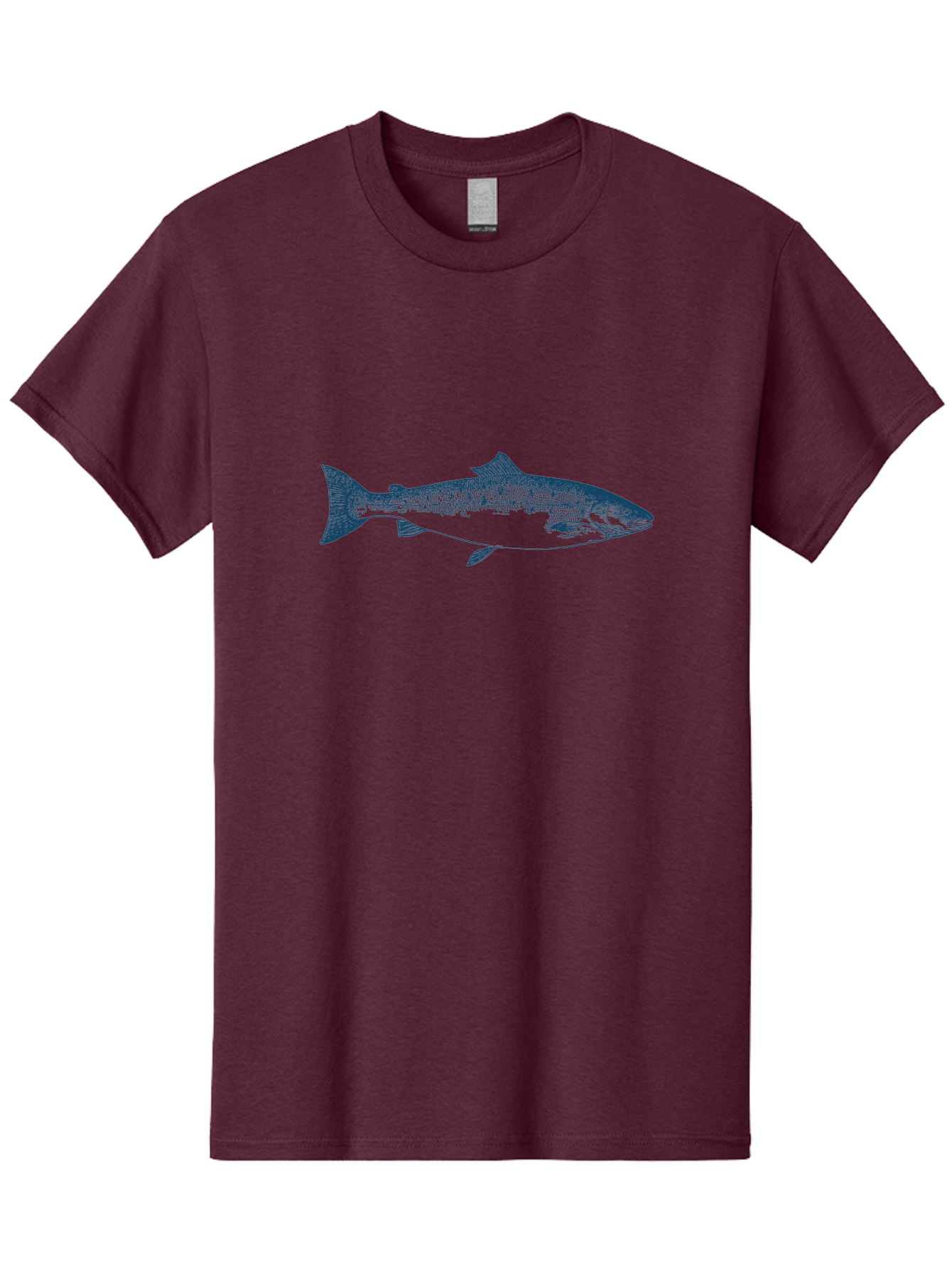 Pulsewater Fish Men'S Graphic Tee, 100% Cotton, Comfortable Casual Summer Wear, Machine Washable, Salmon Fish, Aquatic Life, Blue Illustration, Fishing Theme, Marine Life, Water Creature, Ocean Animal, Fish Design, Wildlife Art Aae597 13
