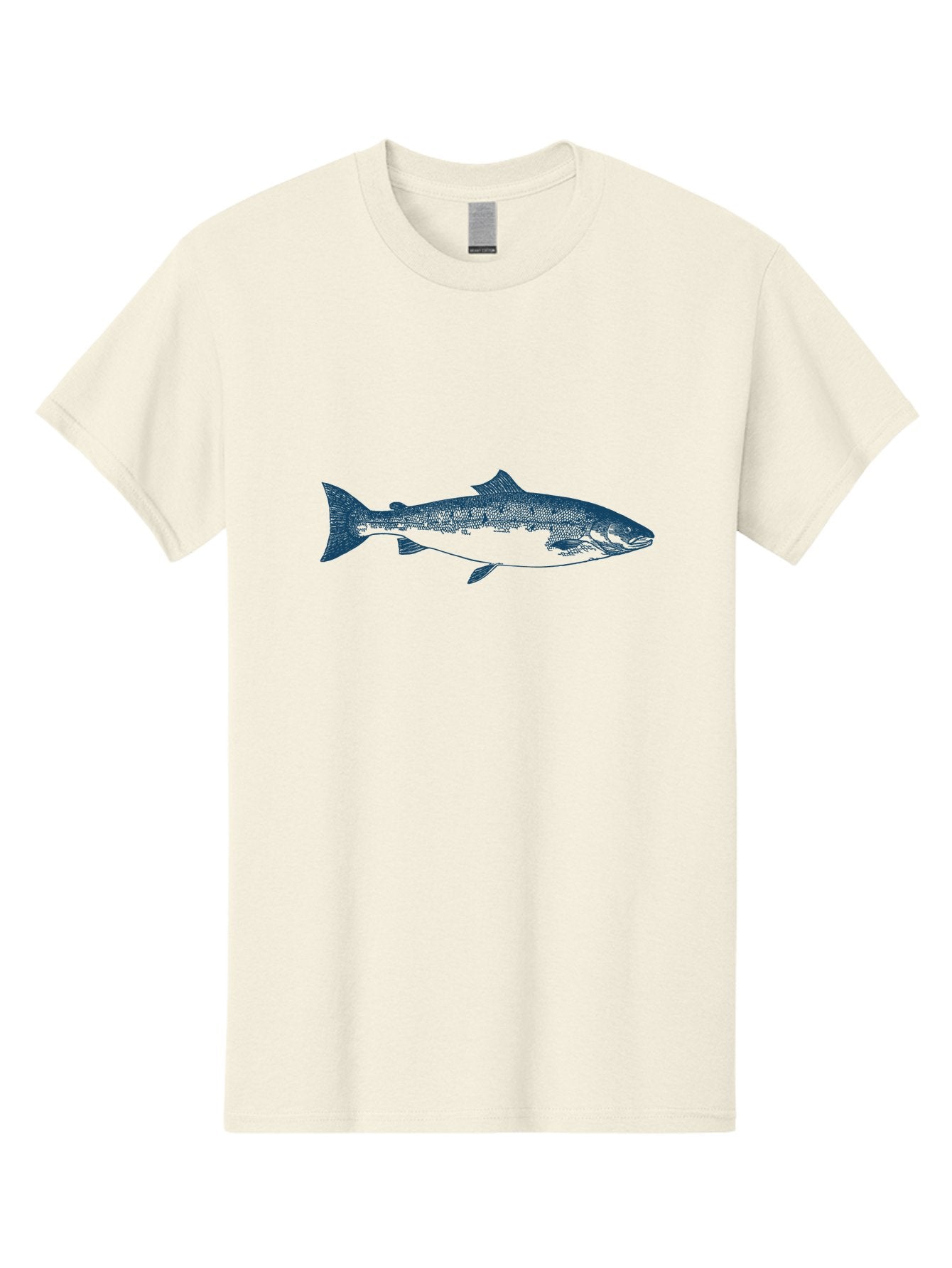 Pulsewater Fish Men'S Graphic Tee, 100% Cotton, Comfortable Casual Summer Wear, Machine Washable, Salmon Fish, Aquatic Life, Blue Illustration, Fishing Theme, Marine Life, Water Creature, Ocean Animal, Fish Design, Wildlife Art Aae597 13