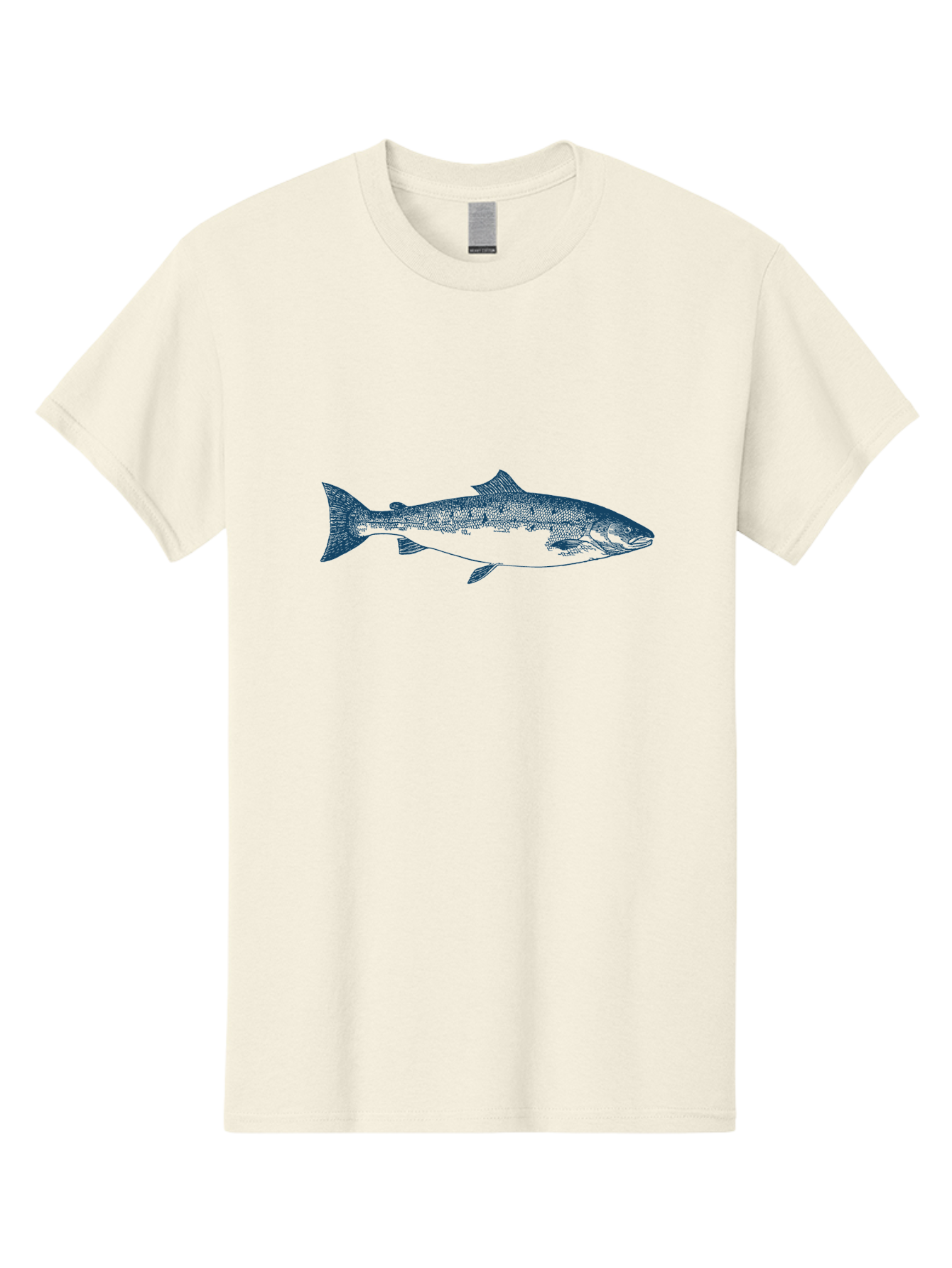 Pulsewater Fish Men'S Graphic Tee, 100% Cotton, Comfortable Casual Summer Wear, Machine Washable, Salmon Fish, Aquatic Life, Blue Illustration, Fishing Theme, Marine Life, Water Creature, Ocean Animal, Fish Design, Wildlife Art Aae597 17