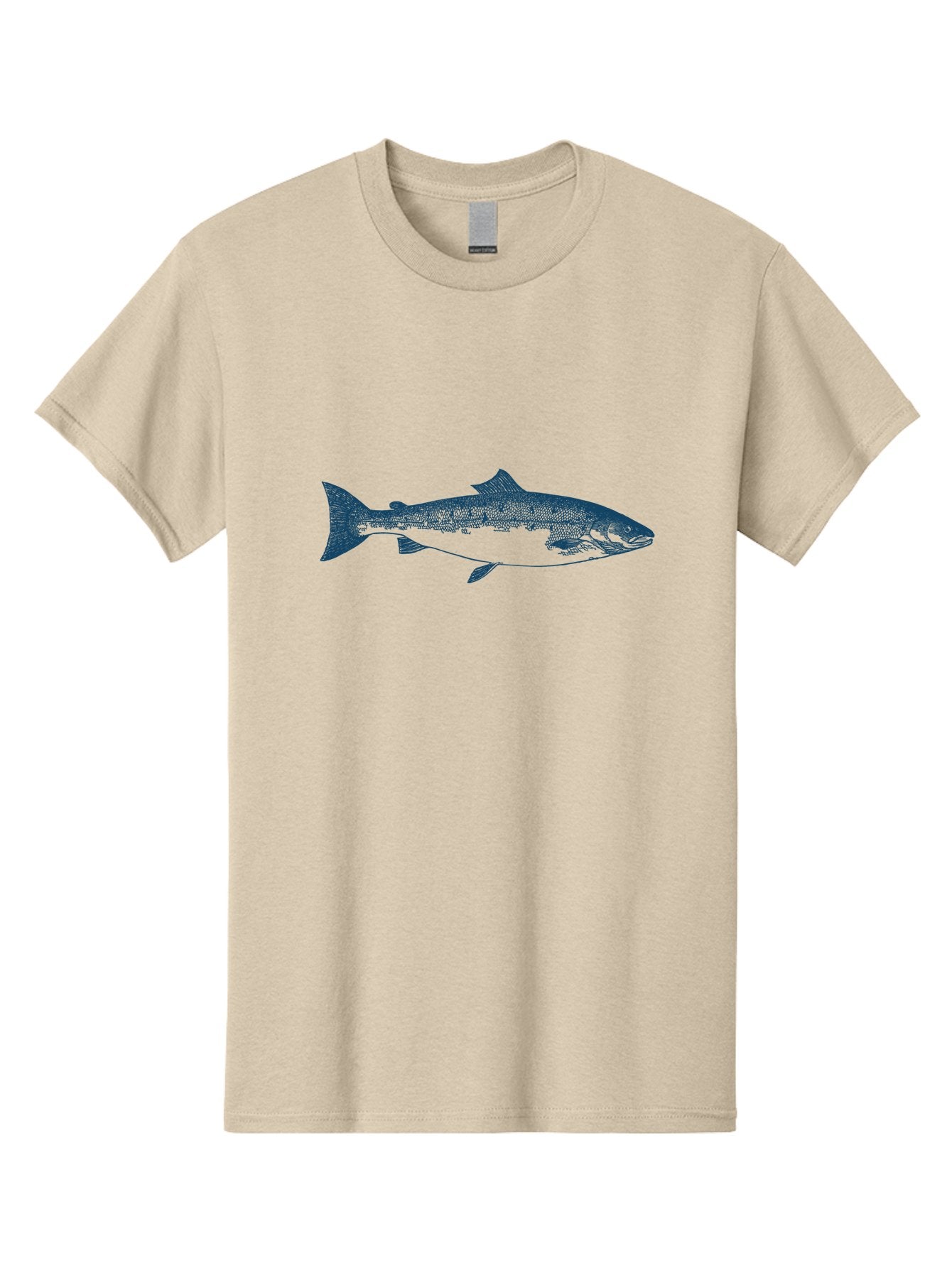 Pulsewater Fish Men'S Graphic Tee, 100% Cotton, Comfortable Casual Summer Wear, Machine Washable, Salmon Fish, Aquatic Life, Blue Illustration, Fishing Theme, Marine Life, Water Creature, Ocean Animal, Fish Design, Wildlife Art Aae597 15