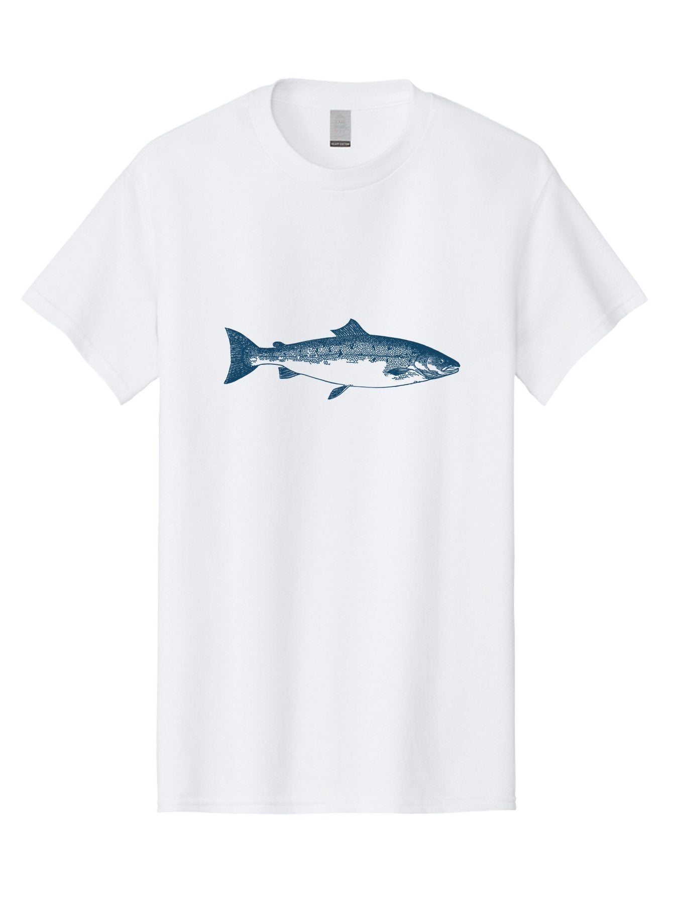 Pulsewater Fish Men'S Graphic Tee, 100% Cotton, Comfortable Casual Summer Wear, Machine Washable, Salmon Fish, Aquatic Life, Blue Illustration, Fishing Theme, Marine Life, Water Creature, Ocean Animal, Fish Design, Wildlife Art Aae597 10