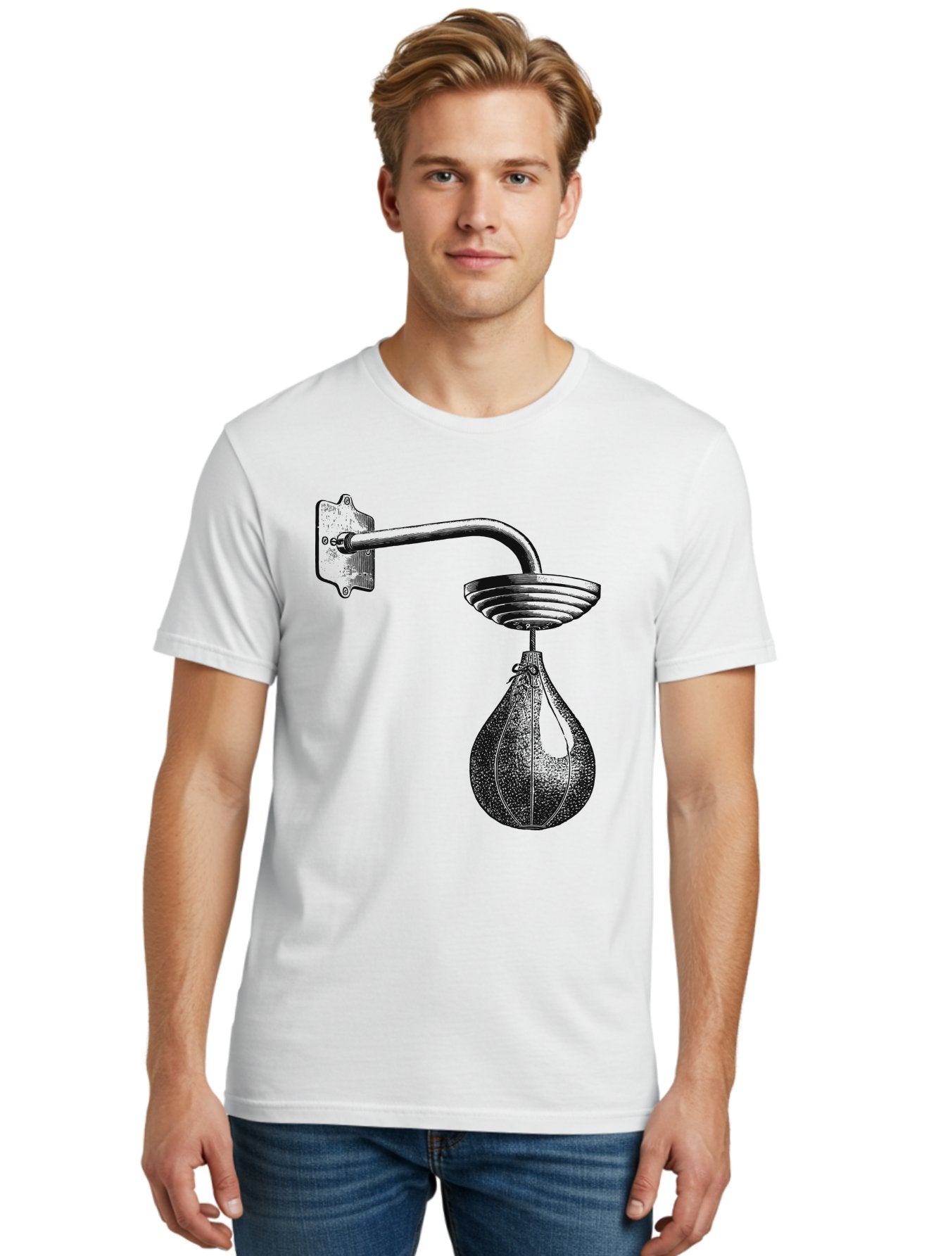 Punch Drills Men'S Graphic Tee, 100% Cotton, Comfortable Casual Summer Wear, Machine Washable, Punching Bag, Boxing Equipment, Punch Bag, Fitness Gear, Boxing Training, Workout Equipment, Punching Bag Illustration, Boxing Punching Bag Aae598 29