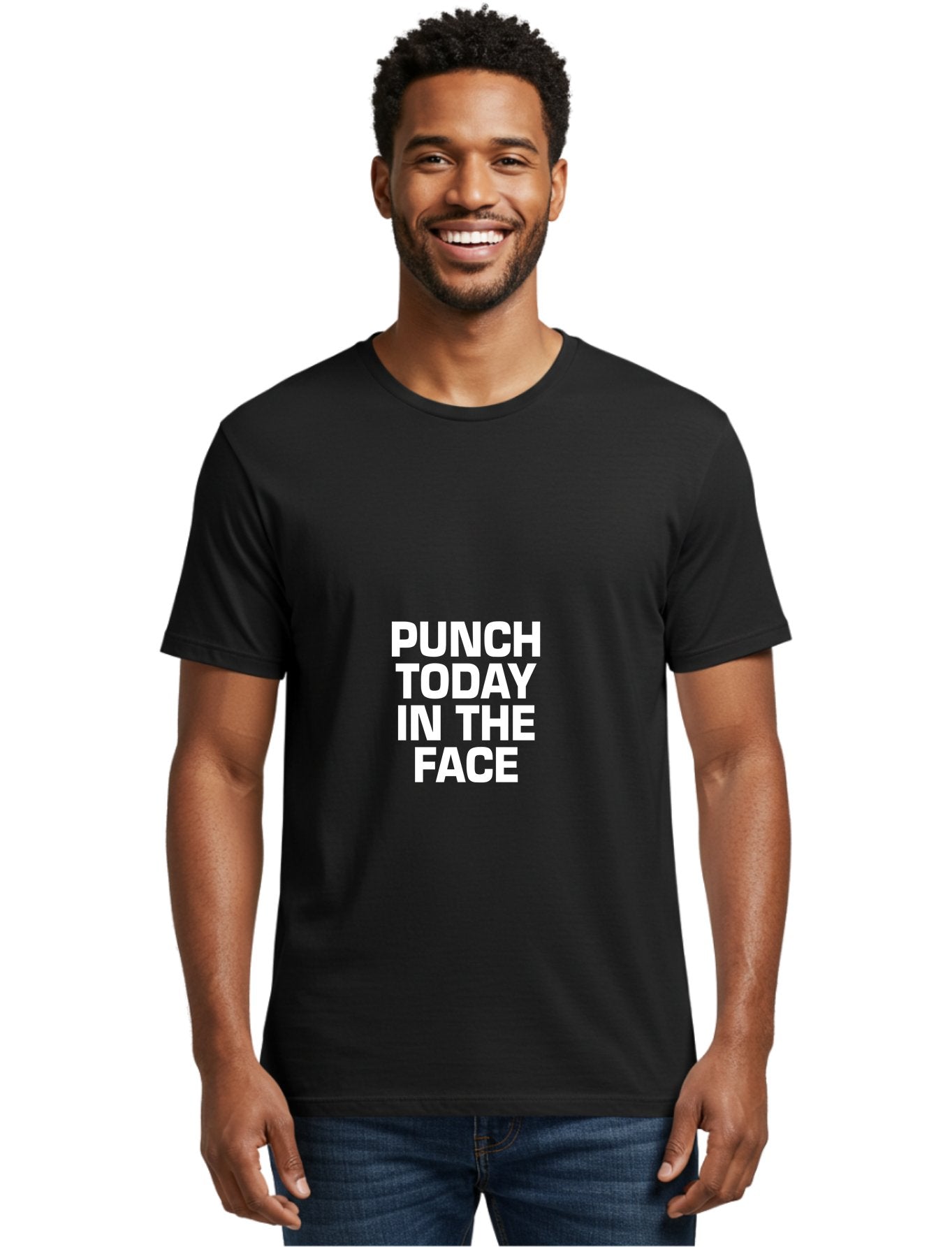 Punch Today In The Face Men'S Graphic Tee, 100% Cotton, Comfortable Casual Summer Wear, Machine Washable, Motivational Quote, Punch Today In The Face, Bold Typography, White Text, Inspirational Phrase, Modern Design, Strong Statement, Aae600 26