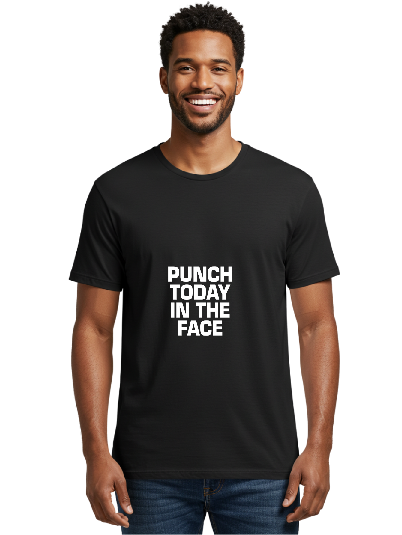 Punch Today In The Face Men'S Graphic Tee, 100% Cotton, Comfortable Casual Summer Wear, Machine Washable, Motivational Quote, Punch Today In The Face, Bold Typography, White Text, Inspirational Phrase, Modern Design, Strong Statement, Aae600 4