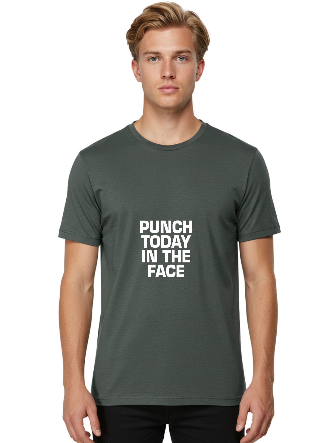 Punch Today In The Face Men'S Graphic Tee, 100% Cotton, Comfortable Casual Summer Wear, Machine Washable, Motivational Quote, Punch Today In The Face, Bold Typography, White Text, Inspirational Phrase, Modern Design, Strong Statement, Aae600 28