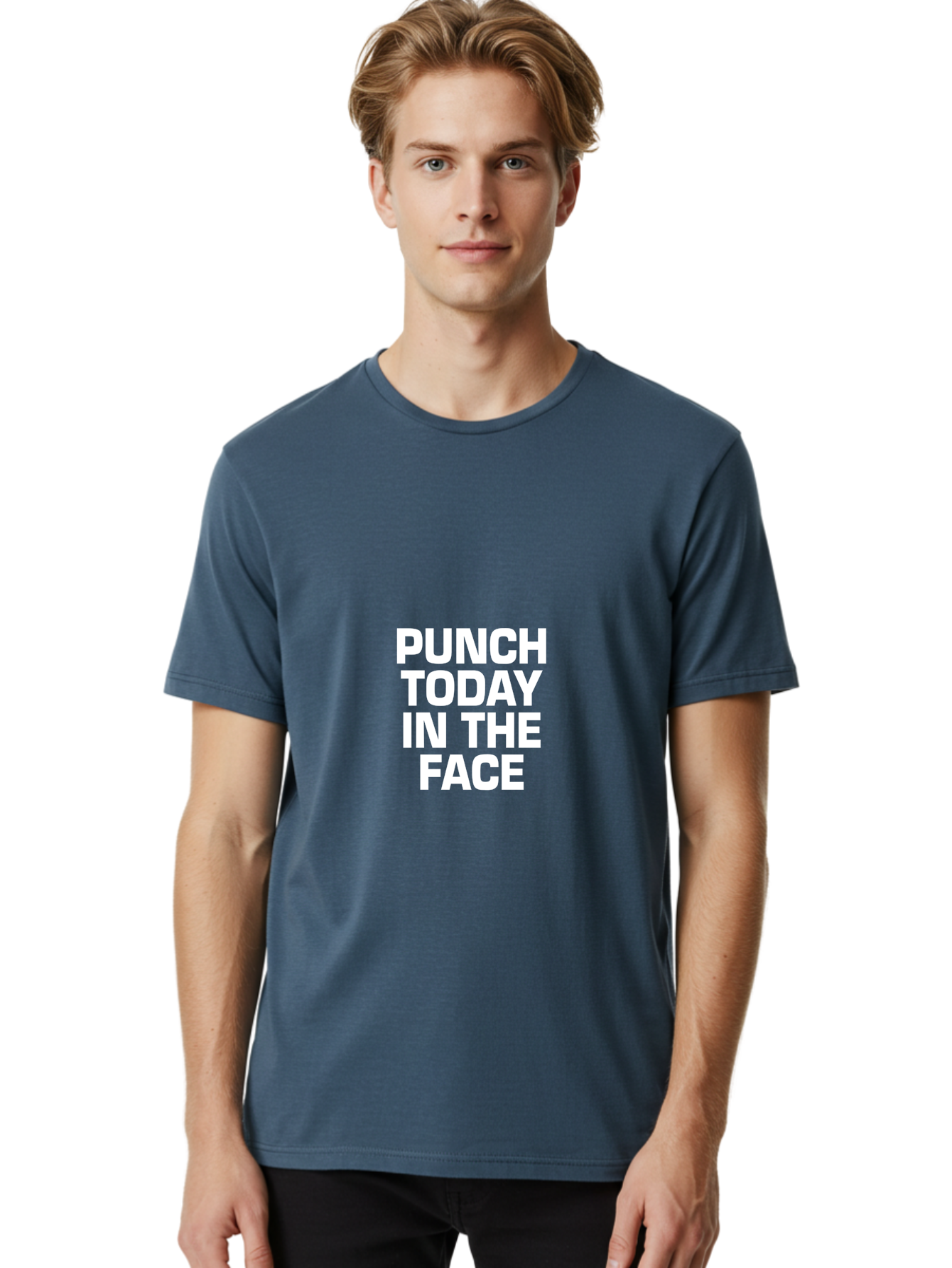 Punch Today In The Face Men'S Graphic Tee, 100% Cotton, Comfortable Casual Summer Wear, Machine Washable, Motivational Quote, Punch Today In The Face, Bold Typography, White Text, Inspirational Phrase, Modern Design, Strong Statement, Aae600
