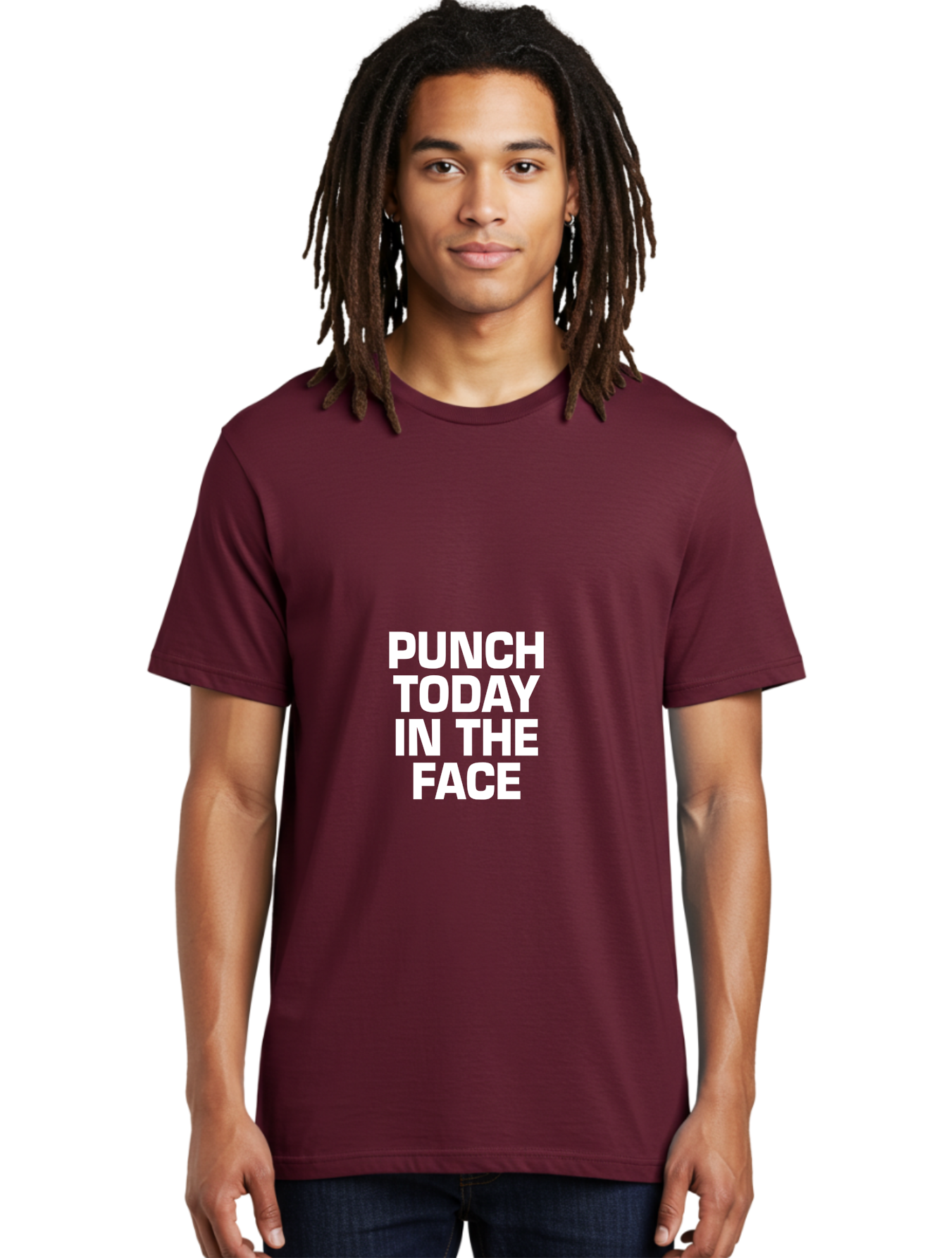 Punch Today In The Face Men'S Graphic Tee, 100% Cotton, Comfortable Casual Summer Wear, Machine Washable, Motivational Quote, Punch Today In The Face, Bold Typography, White Text, Inspirational Phrase, Modern Design, Strong Statement, Aae600 24