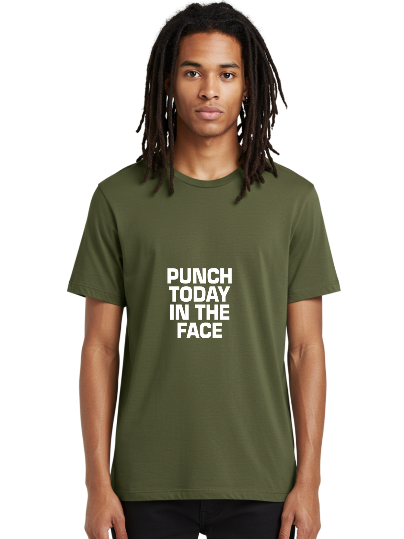 Punch Today In The Face Men'S Graphic Tee, 100% Cotton, Comfortable Casual Summer Wear, Machine Washable, Motivational Quote, Punch Today In The Face, Bold Typography, White Text, Inspirational Phrase, Modern Design, Strong Statement, Aae600 16