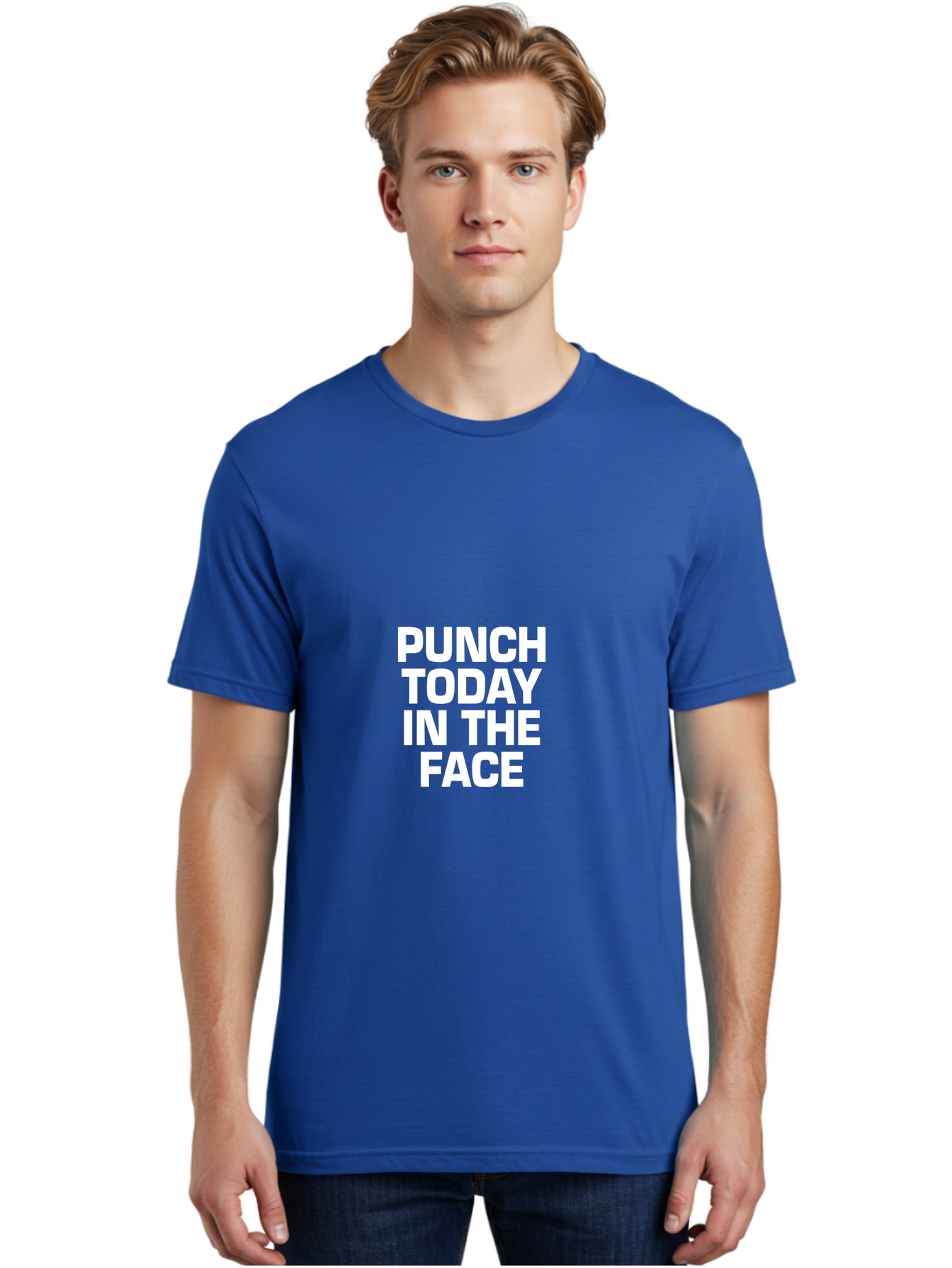 Punch Today In The Face Men'S Graphic Tee, 100% Cotton, Comfortable Casual Summer Wear, Machine Washable, Motivational Quote, Punch Today In The Face, Bold Typography, White Text, Inspirational Phrase, Modern Design, Strong Statement, Aae600 14