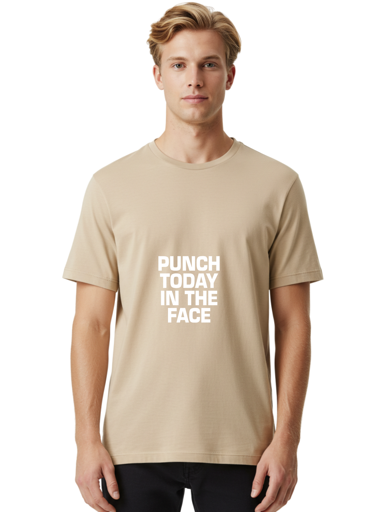 Punch Today In The Face Men'S Graphic Tee, 100% Cotton, Comfortable Casual Summer Wear, Machine Washable, Motivational Quote, Punch Today In The Face, Bold Typography, White Text, Inspirational Phrase, Modern Design, Strong Statement, Aae600 22