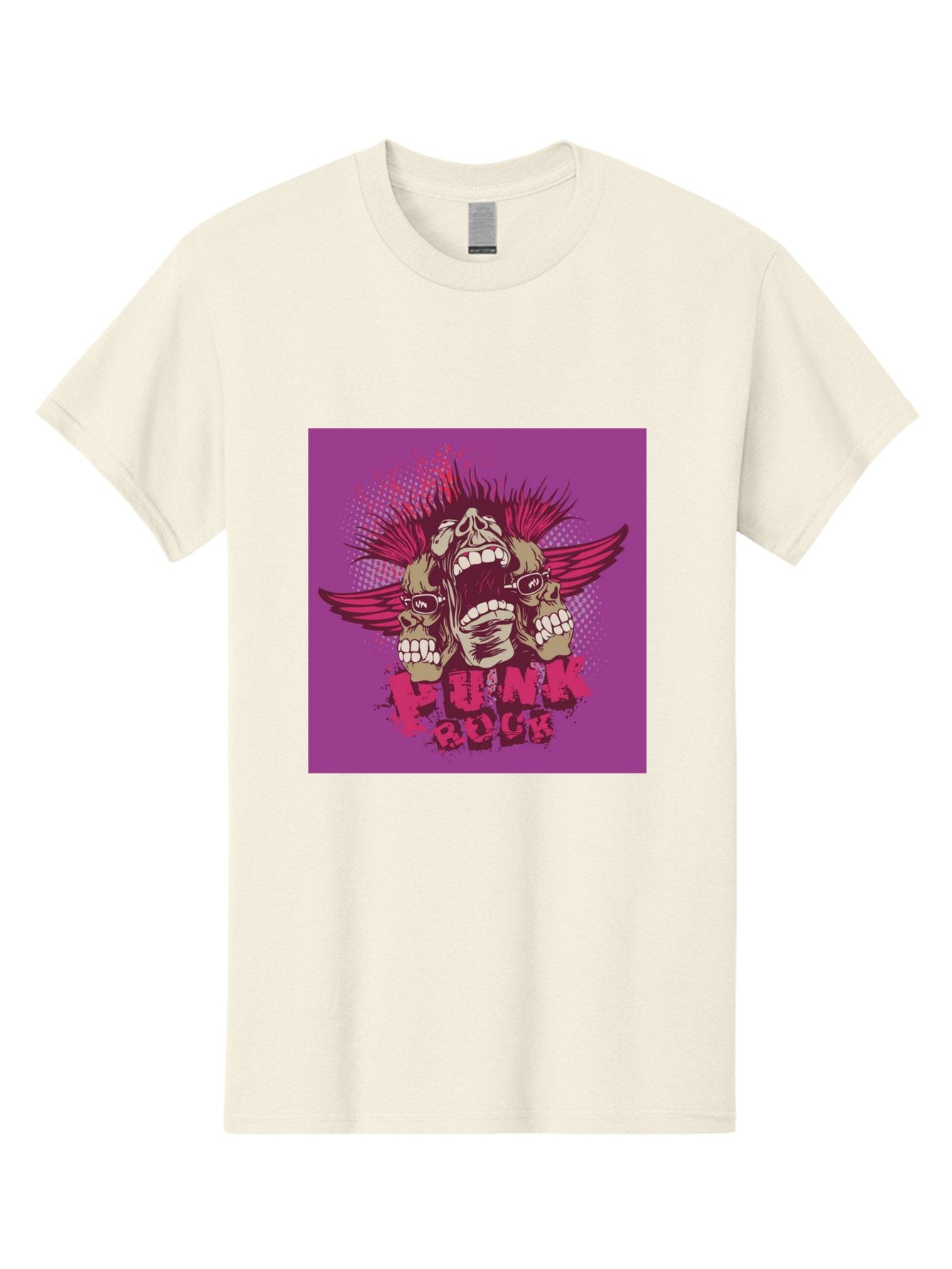 Punk Rock Men'S Graphic Tee, 100% Cotton, Comfortable Casual Summer Wear, Machine Washable, Punk Rock, Screaming Skulls, Mohawk Hair, Punk Style, Grunge Aesthetic, Bold Graphics, Skull Art, Edgy Design, Alternative Culture, Punk Fashion Aae601 6