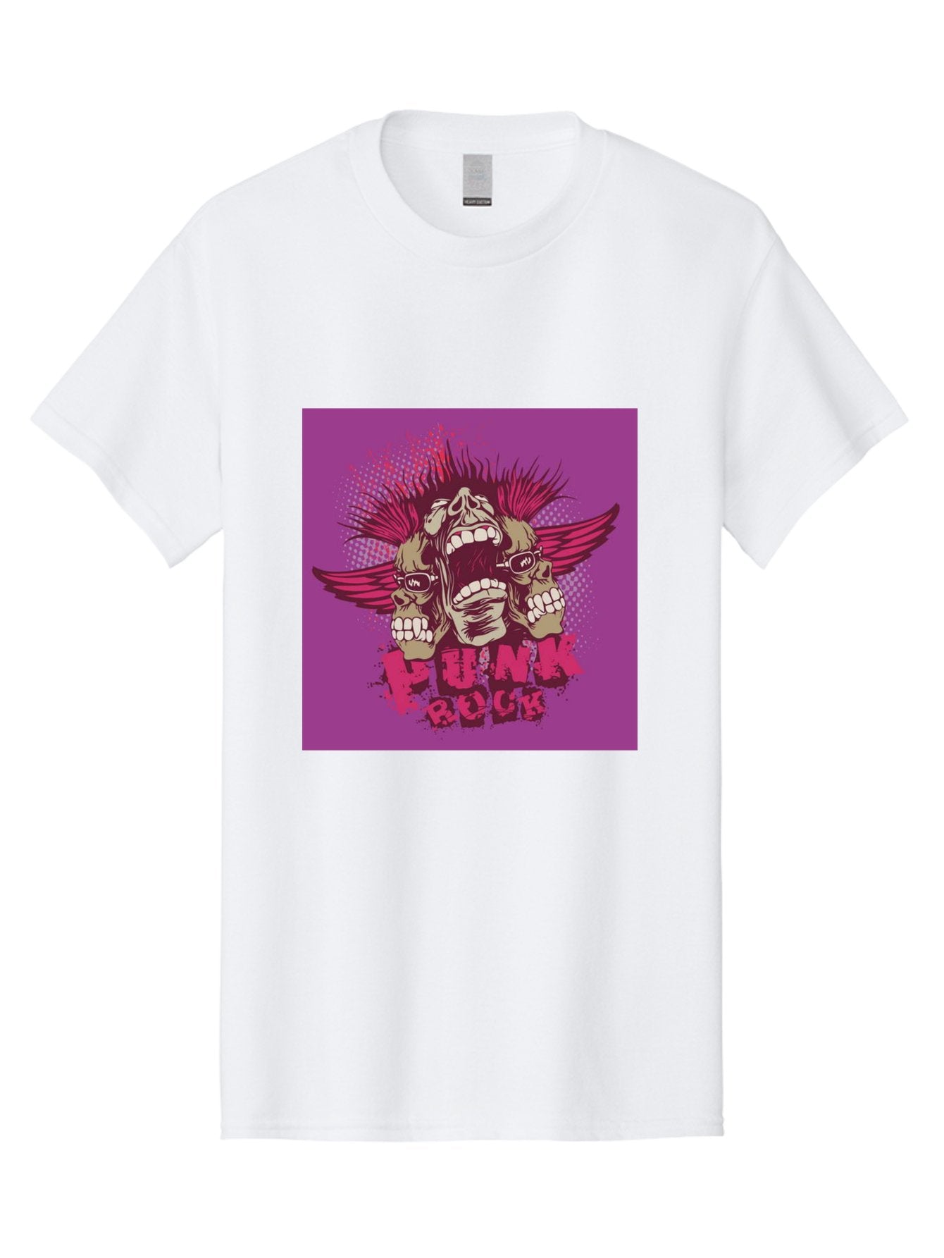 Punk Rock Men'S Graphic Tee, 100% Cotton, Comfortable Casual Summer Wear, Machine Washable, Punk Rock, Screaming Skulls, Mohawk Hair, Punk Style, Grunge Aesthetic, Bold Graphics, Skull Art, Edgy Design, Alternative Culture, Punk Fashion Aae601 12