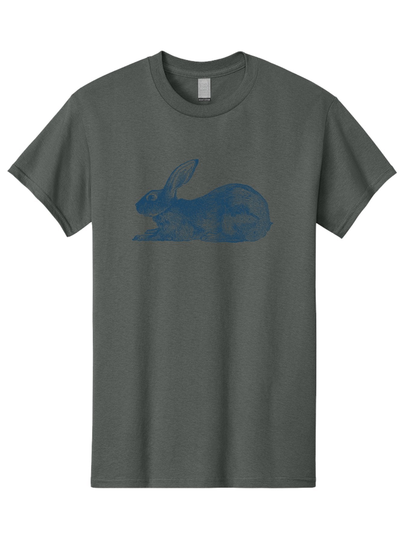 Rabbit Sitting Men'S Graphic Tee, 100% Cotton, Comfortable Casual Summer Wear, Machine Washable, Rabbit, Resting Rabbit, Hare, Engraved Illustration, Side View, Detailed Artwork, Furry Texture, Long Ears, Sitting Rabbit, Tranquil Scene, Aae602 15