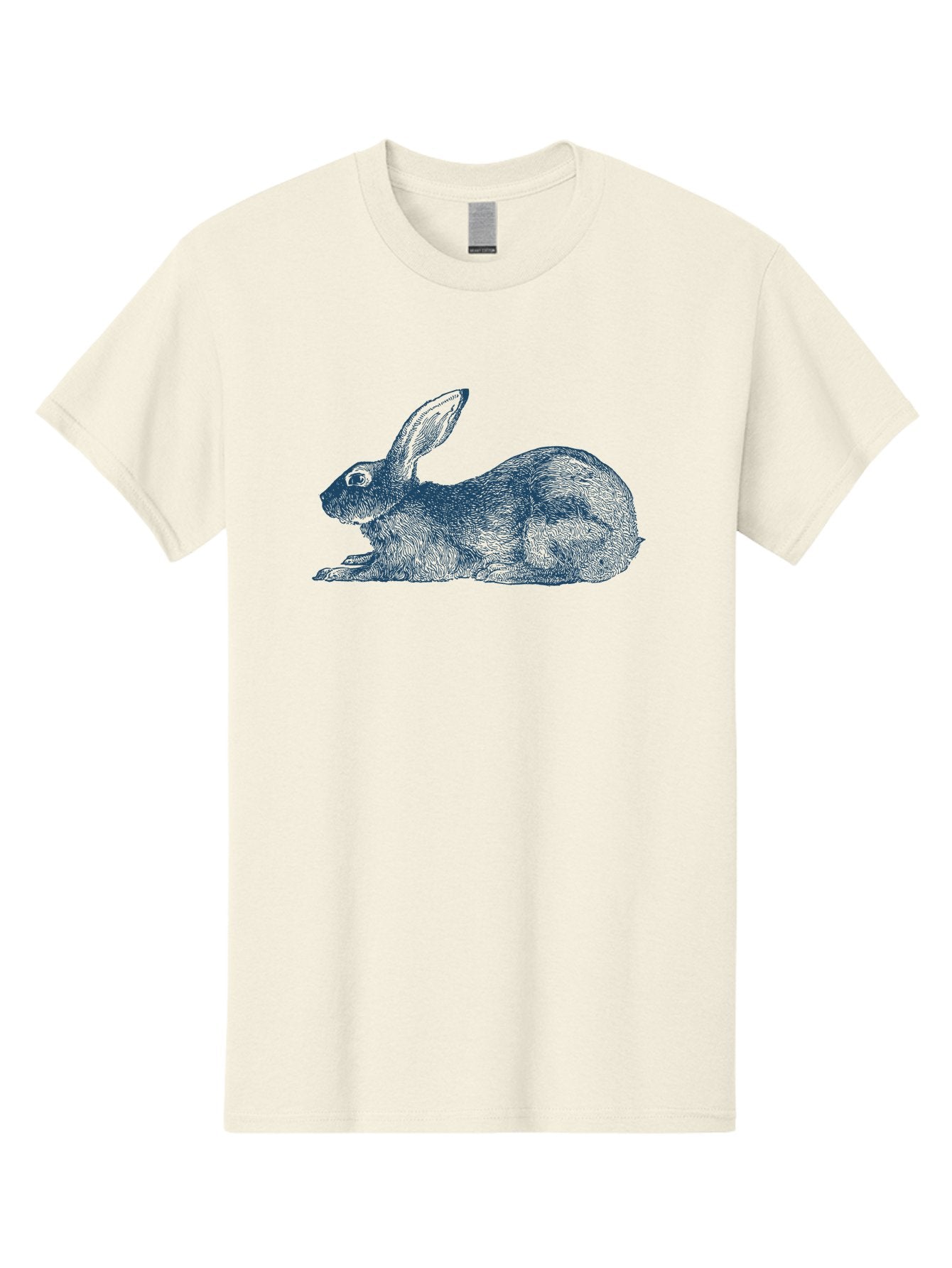 Rabbit Sitting Men'S Graphic Tee, 100% Cotton, Comfortable Casual Summer Wear, Machine Washable, Rabbit, Resting Rabbit, Hare, Engraved Illustration, Side View, Detailed Artwork, Furry Texture, Long Ears, Sitting Rabbit, Tranquil Scene, Aae602 11