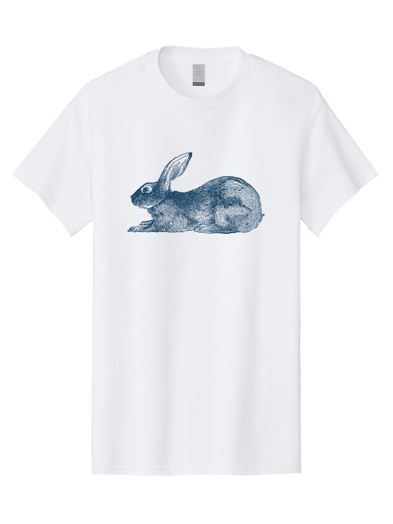 Rabbit Sitting Men'S Graphic Tee, 100% Cotton, Comfortable Casual Summer Wear, Machine Washable, Rabbit, Resting Rabbit, Hare, Engraved Illustration, Side View, Detailed Artwork, Furry Texture, Long Ears, Sitting Rabbit, Tranquil Scene, Aae602 10