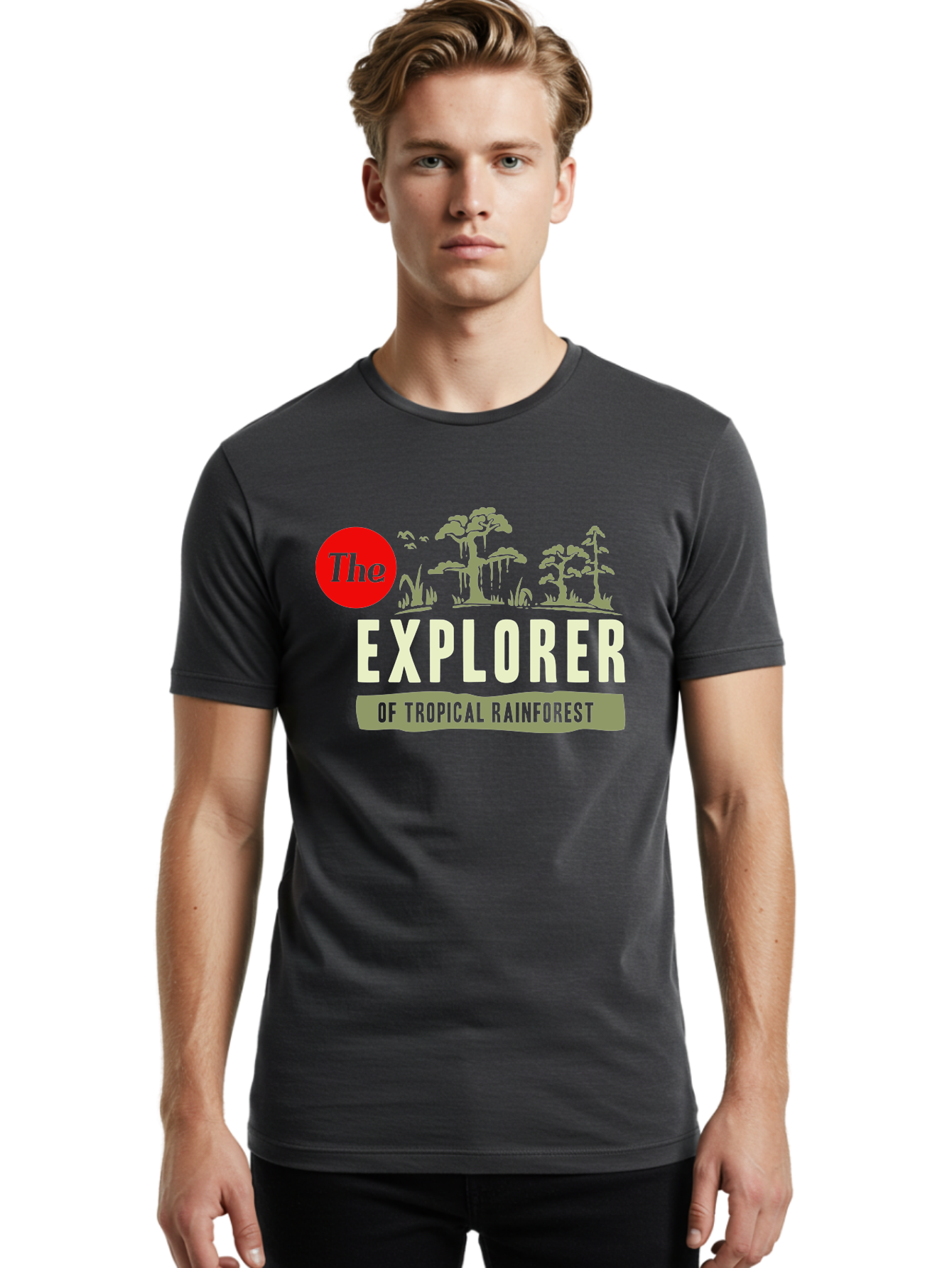 Rainforest Explorer Men'S Graphic Tee, 100% Cotton, Comfortable Casual Summer Wear, Machine Washable, Explorer, Tropical Rainforest, Expedition, Adventure Travel, Wilderness Exploration, Jungle Trek, Exotic Destinations, Eco-Tourism, Aae604