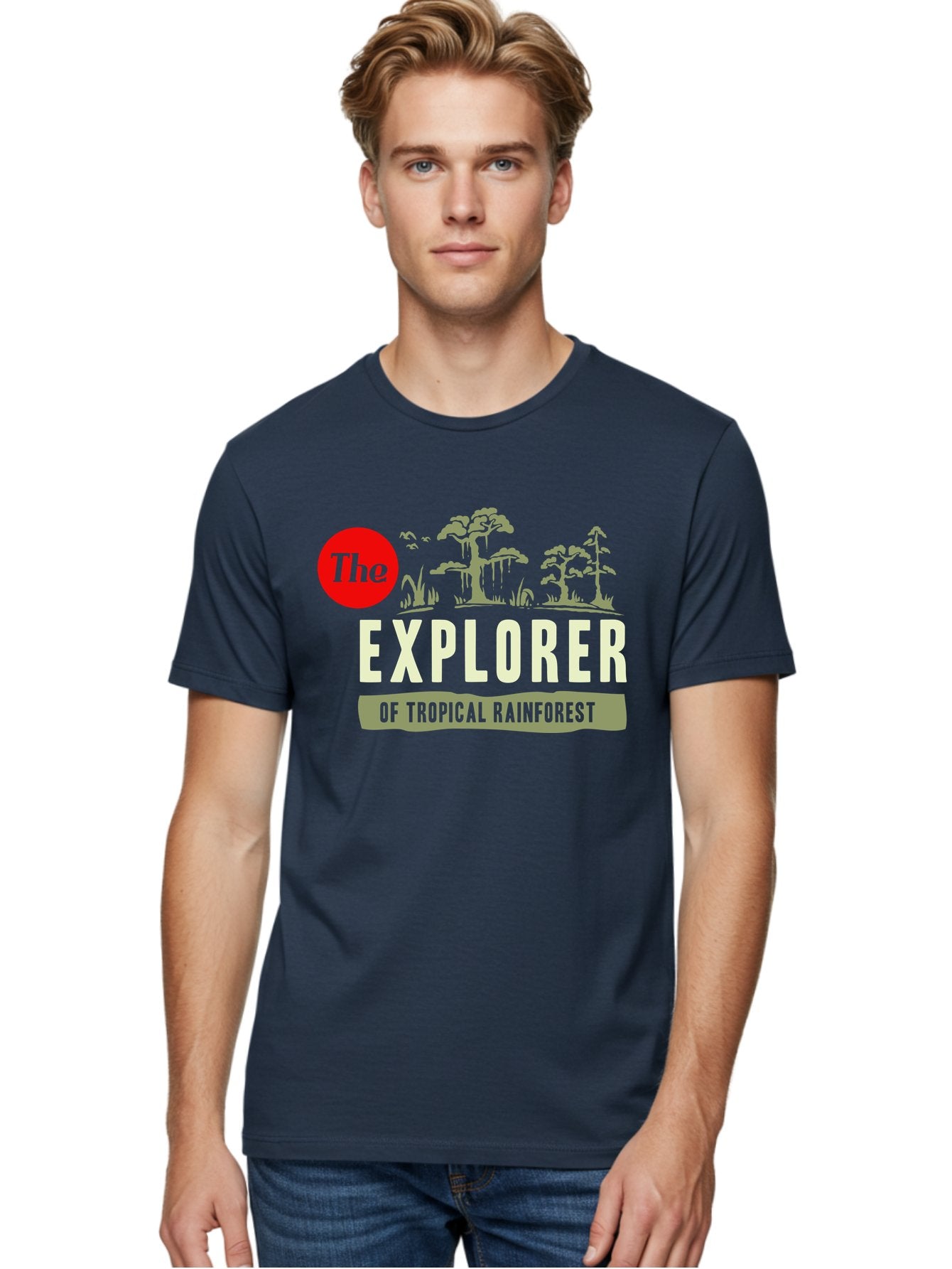 Rainforest Explorer Men'S Graphic Tee, 100% Cotton, Comfortable Casual Summer Wear, Machine Washable, Explorer, Tropical Rainforest, Expedition, Adventure Travel, Wilderness Exploration, Jungle Trek, Exotic Destinations, Eco-Tourism, Aae604 21