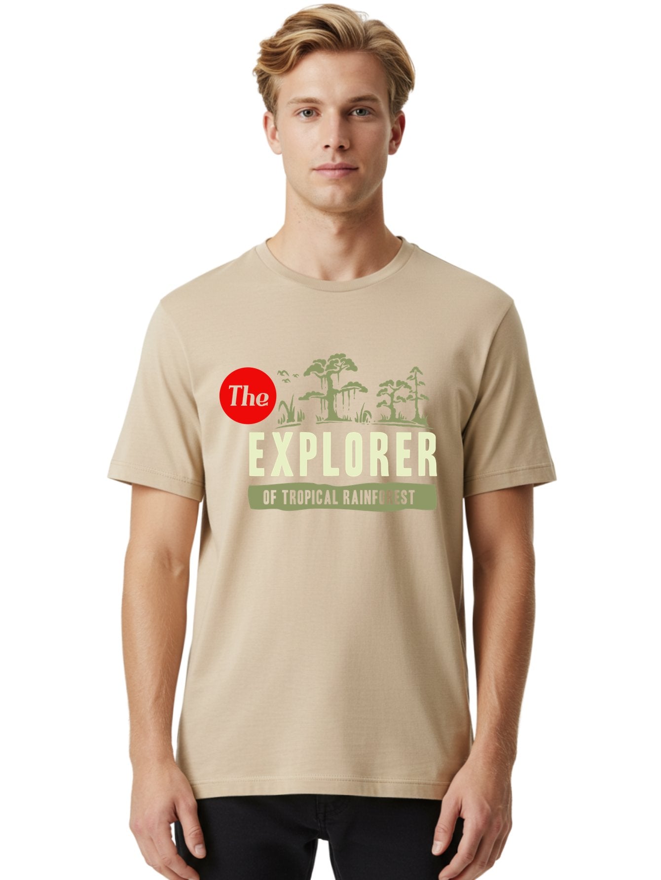 Rainforest Explorer Men'S Graphic Tee, 100% Cotton, Comfortable Casual Summer Wear, Machine Washable, Explorer, Tropical Rainforest, Expedition, Adventure Travel, Wilderness Exploration, Jungle Trek, Exotic Destinations, Eco-Tourism, Aae604 19